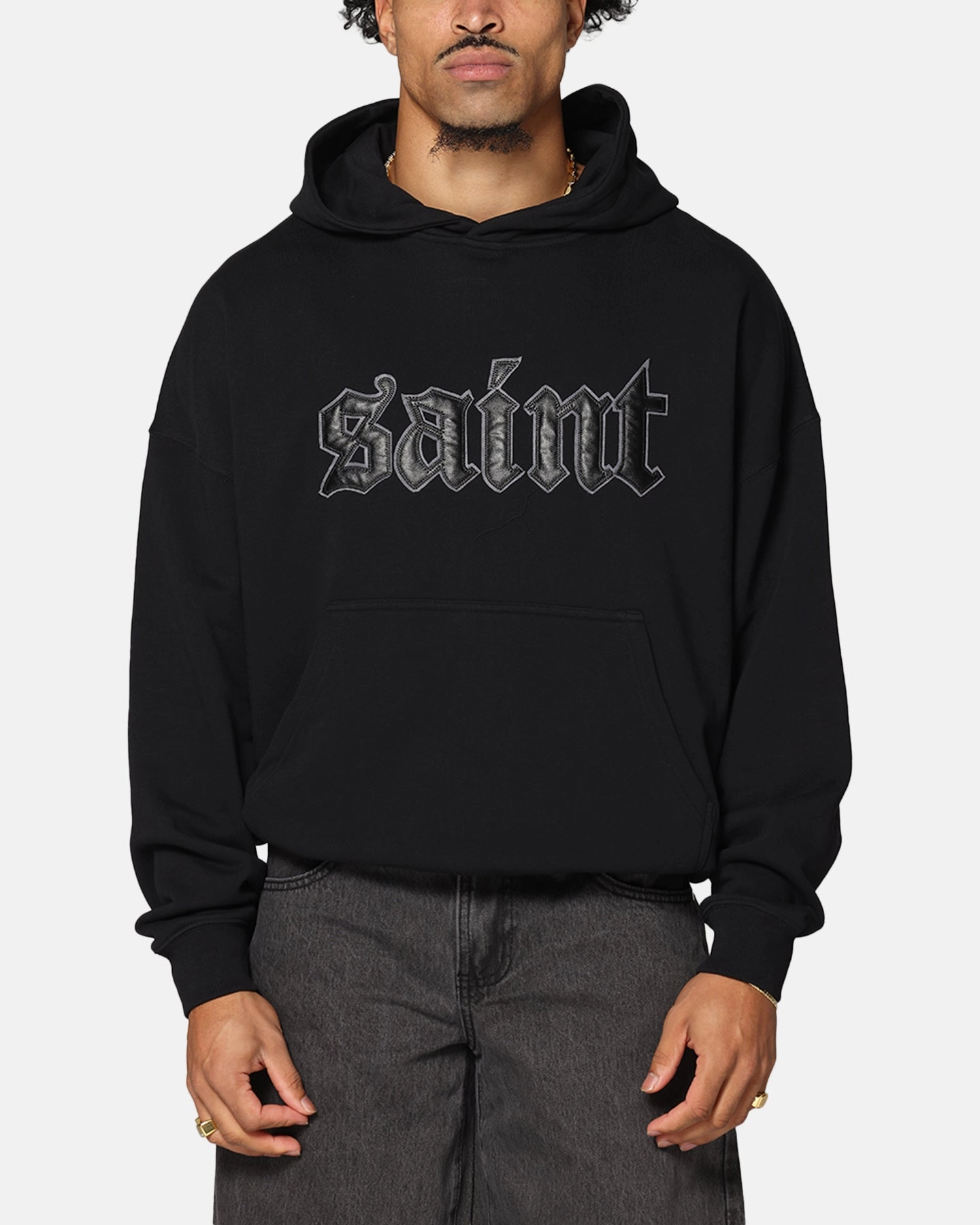 Outdoor Activity Dual Layered Fabric Saint Morta Cambronne Layered Boxy Hoodie Black/Black