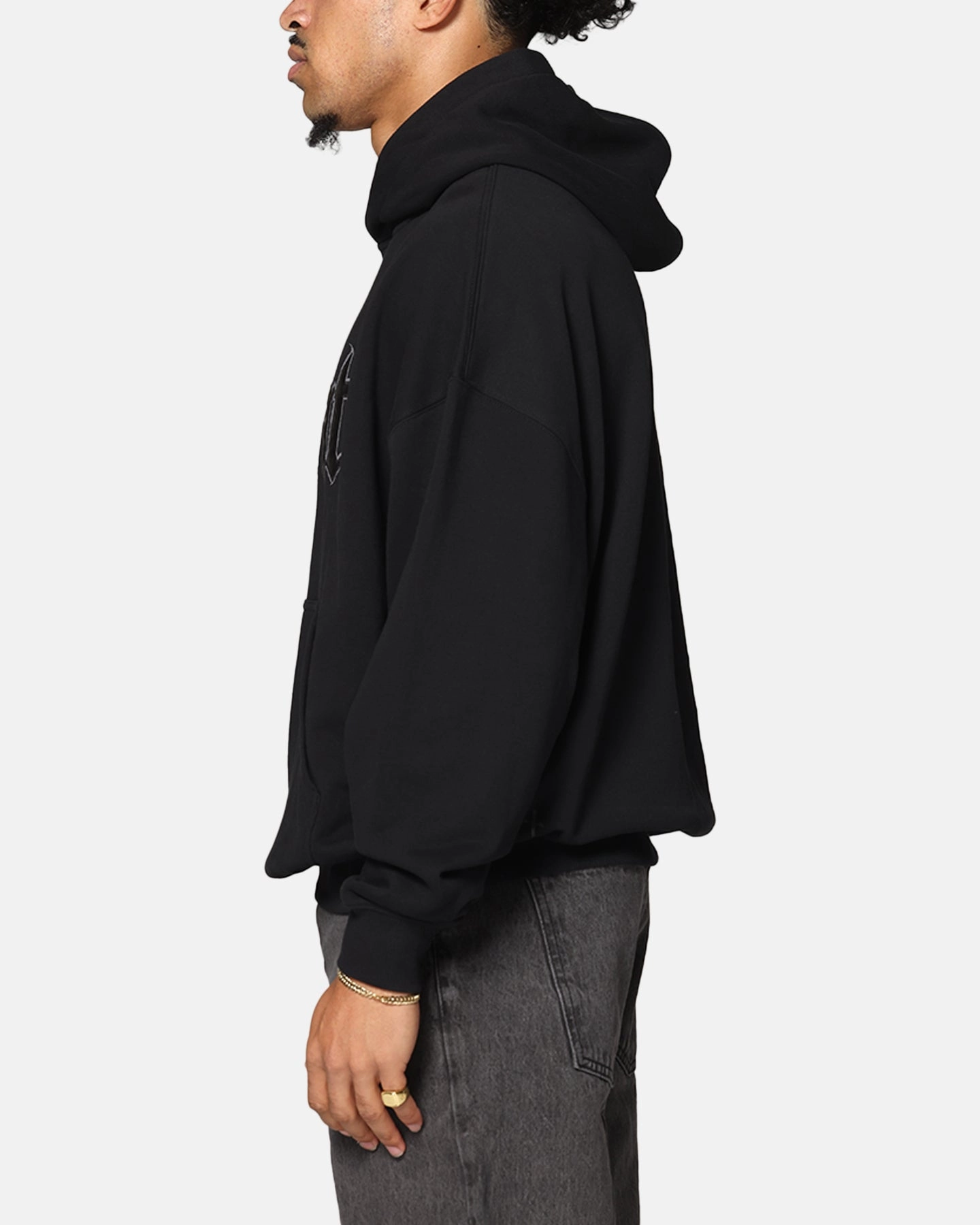 Saint Morta Cambronne Layered Boxy Hoodie Black/Black Comfort First Logo Patch
