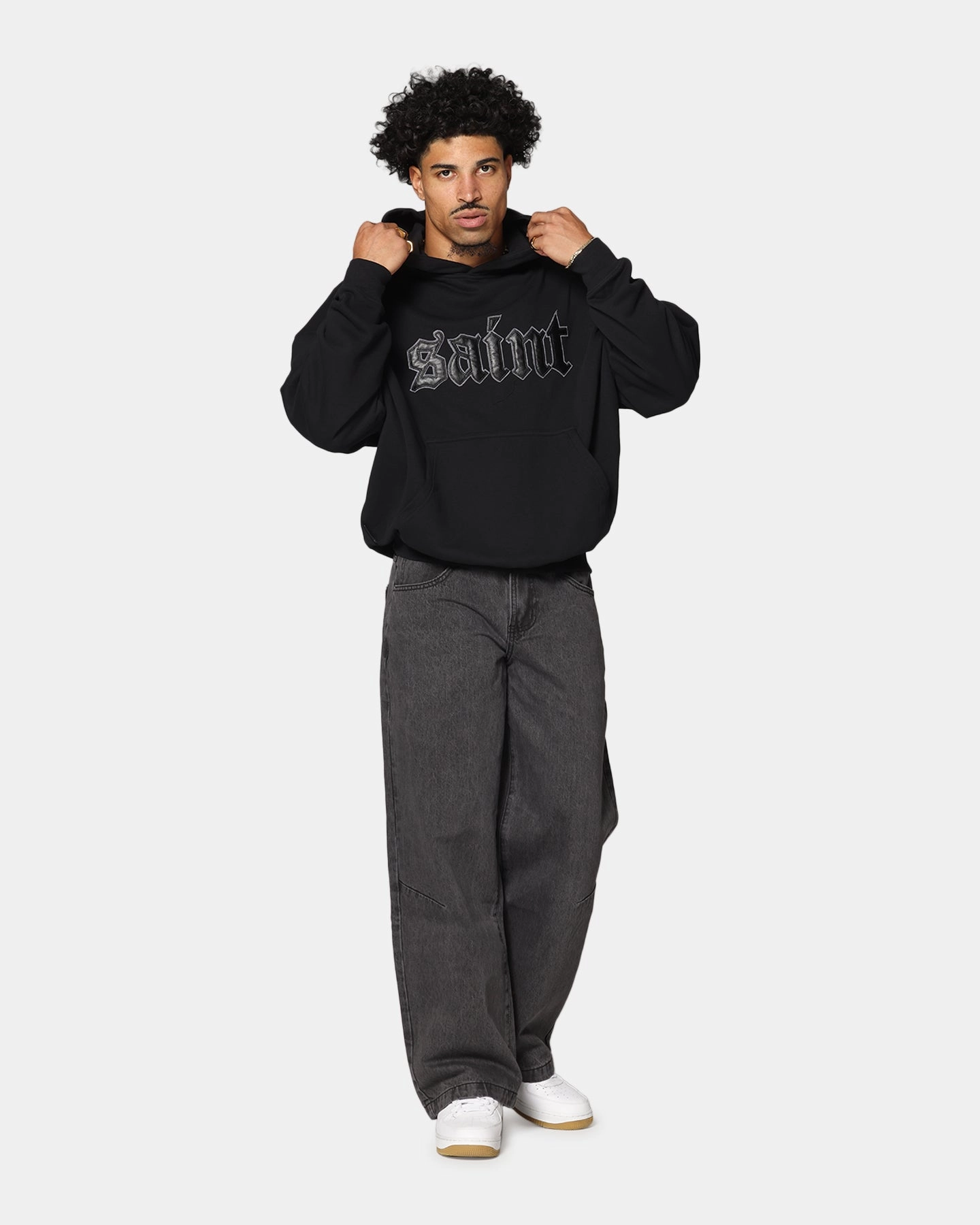 Saint Morta Cambronne Layered Boxy Hoodie Black/Black Youthful Vibe Leisure Apparel