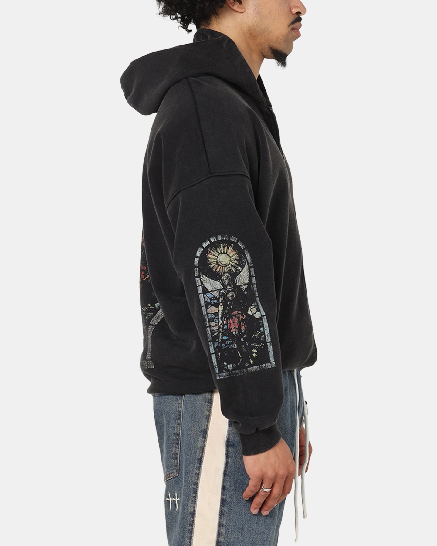 Festival Style Saint Morta Kingdomcome Boxy Zip Hoodie Black