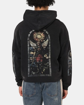 Saint Morta Kingdomcome Boxy Zip Hoodie Black windproof lining