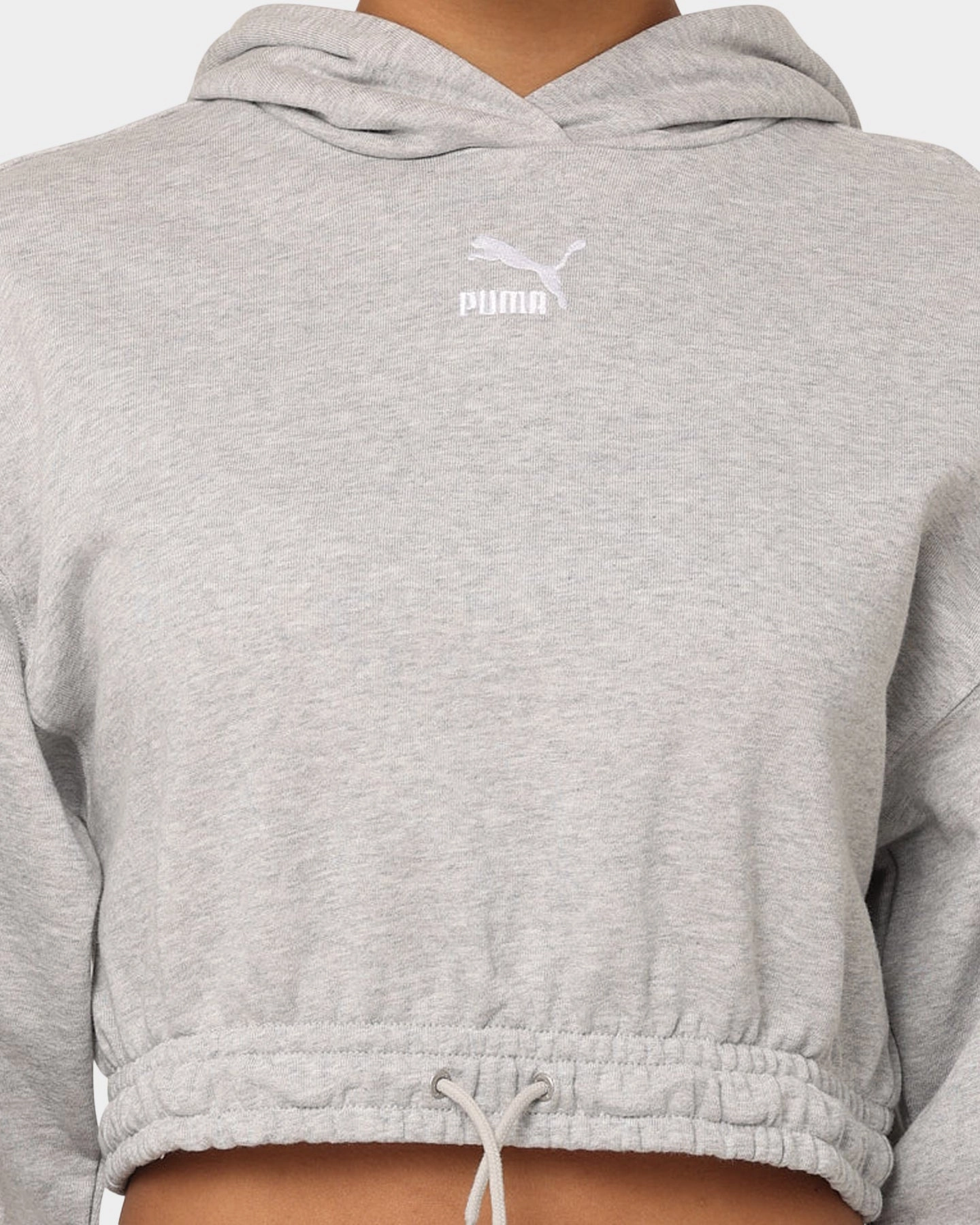 Puma Women's Classics Cropped Hoodie Light Gray Heather Process