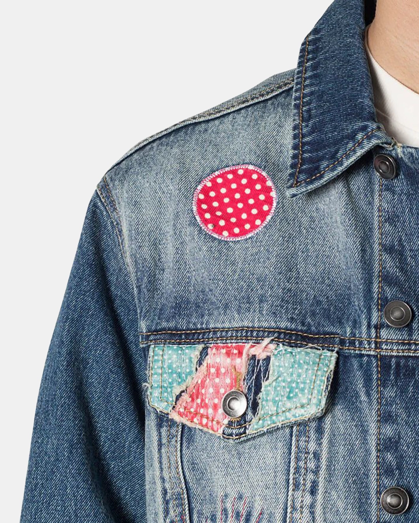 Solid Compact Packable MNML Rugged Trucker Denim Jacket Blue