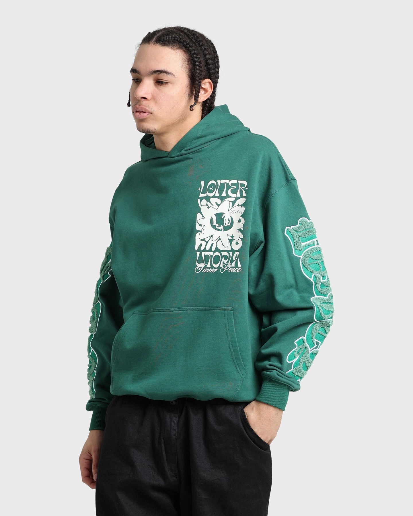 Shaving-cream Loiter Fleur Hoodie Green