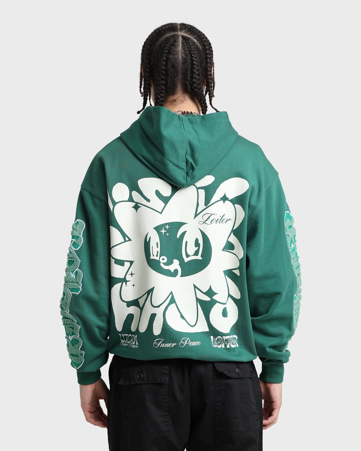 Loiter Fleur Hoodie Green Slide Strap Waistband