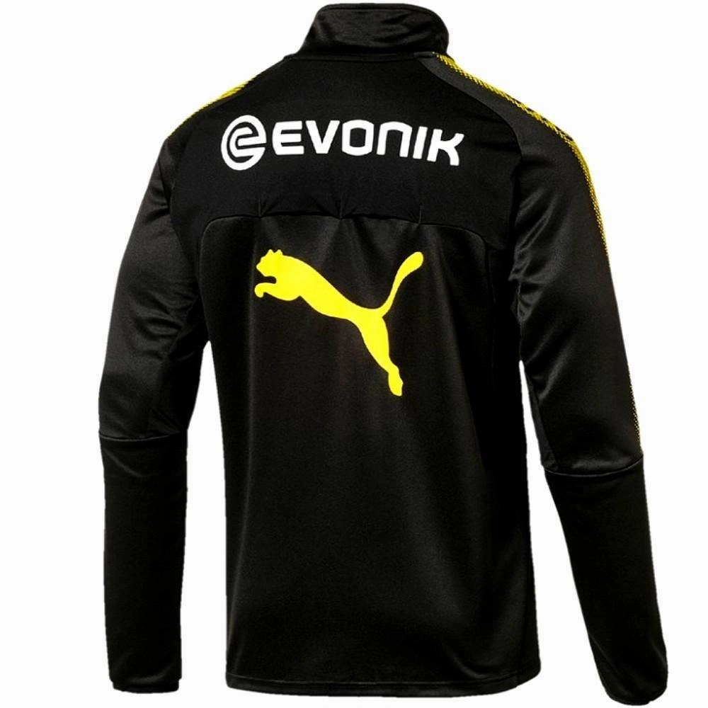 Borussia Dortmund Black Training Technical Soccer Tracksuit 2017/18 - Puma SoftTouch Texture