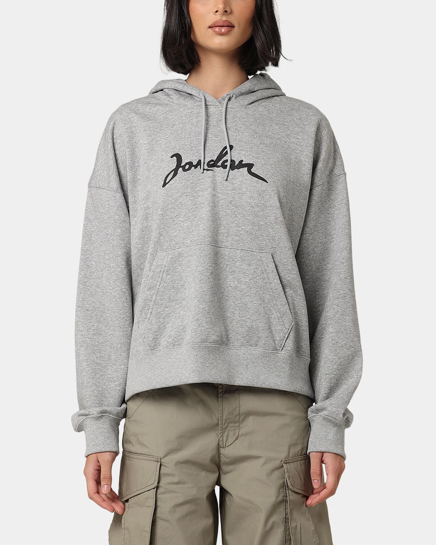 Textured Weave Jordan Women's Brooklyn Fleece Pullover Hoodie Dark Grey Heather