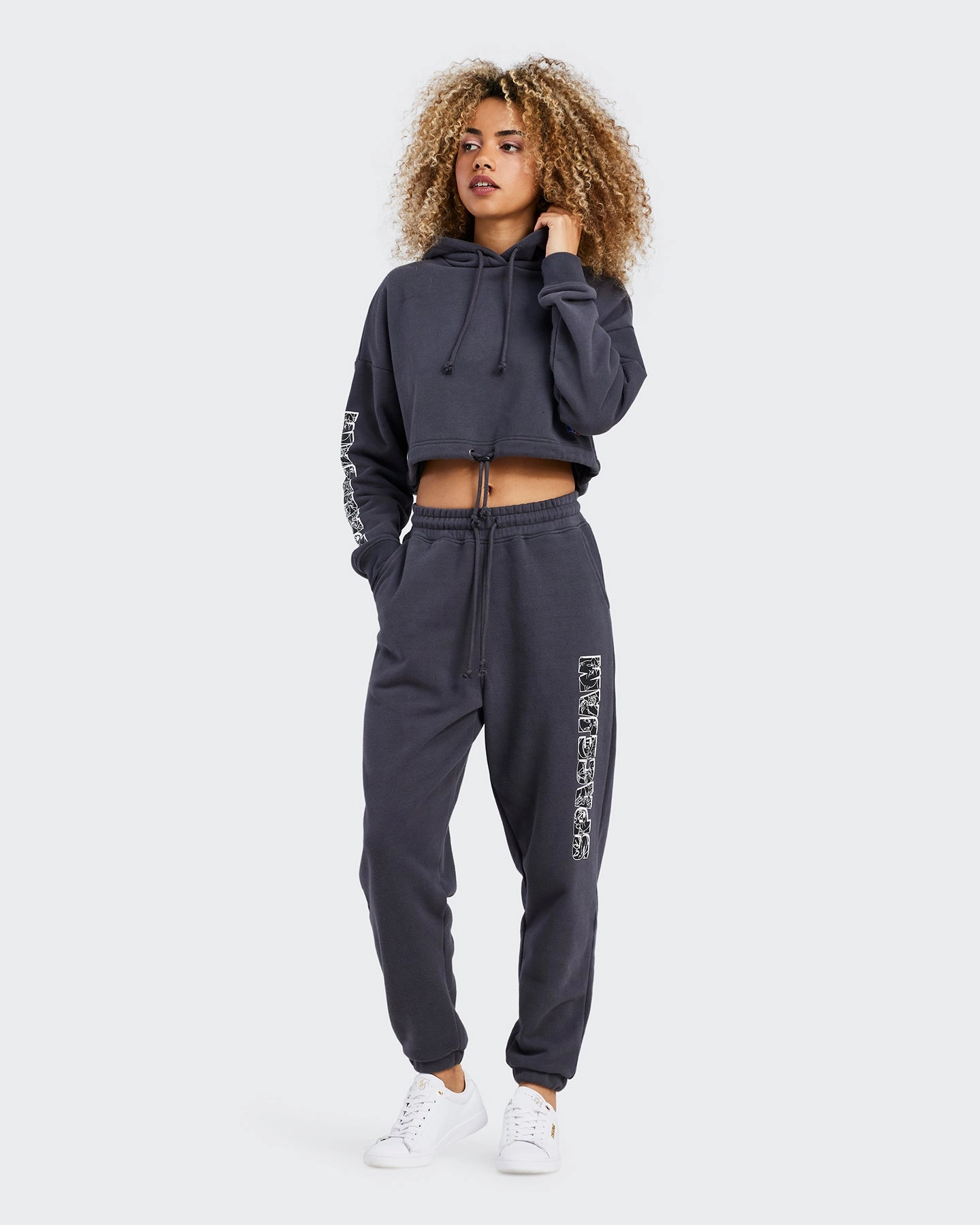 Sik Silk Women's Space Jam x SIK SILK Cropped Hoodie Dark Grey Smart Look Ventilation Grommets