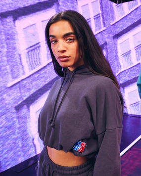 Quality Double Stitched Seams Sik Silk Women's Space Jam x SIK SILK Cropped Hoodie Dark Grey