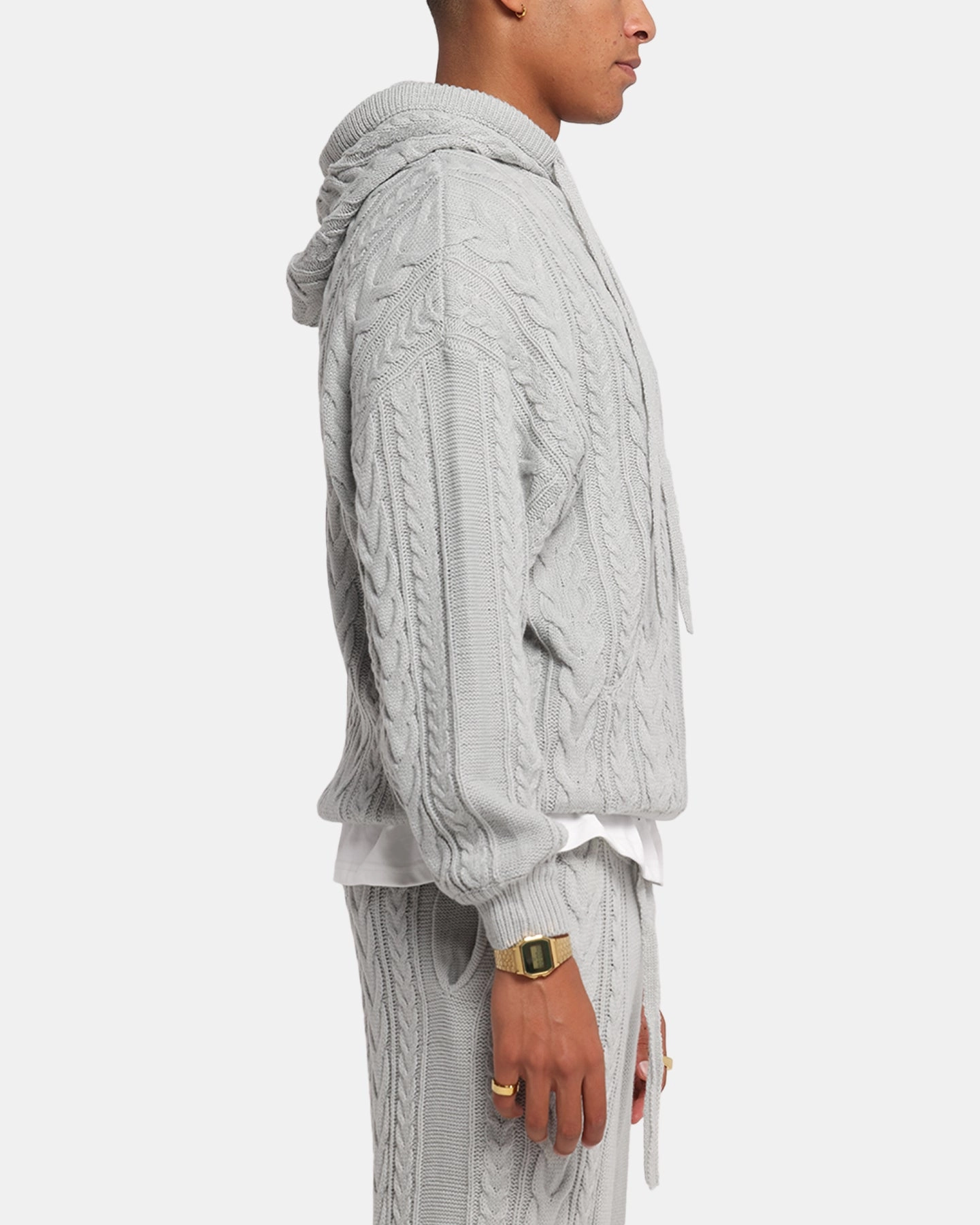 XXIII Lakes Knitted Hoodie Grey work environment High end feel