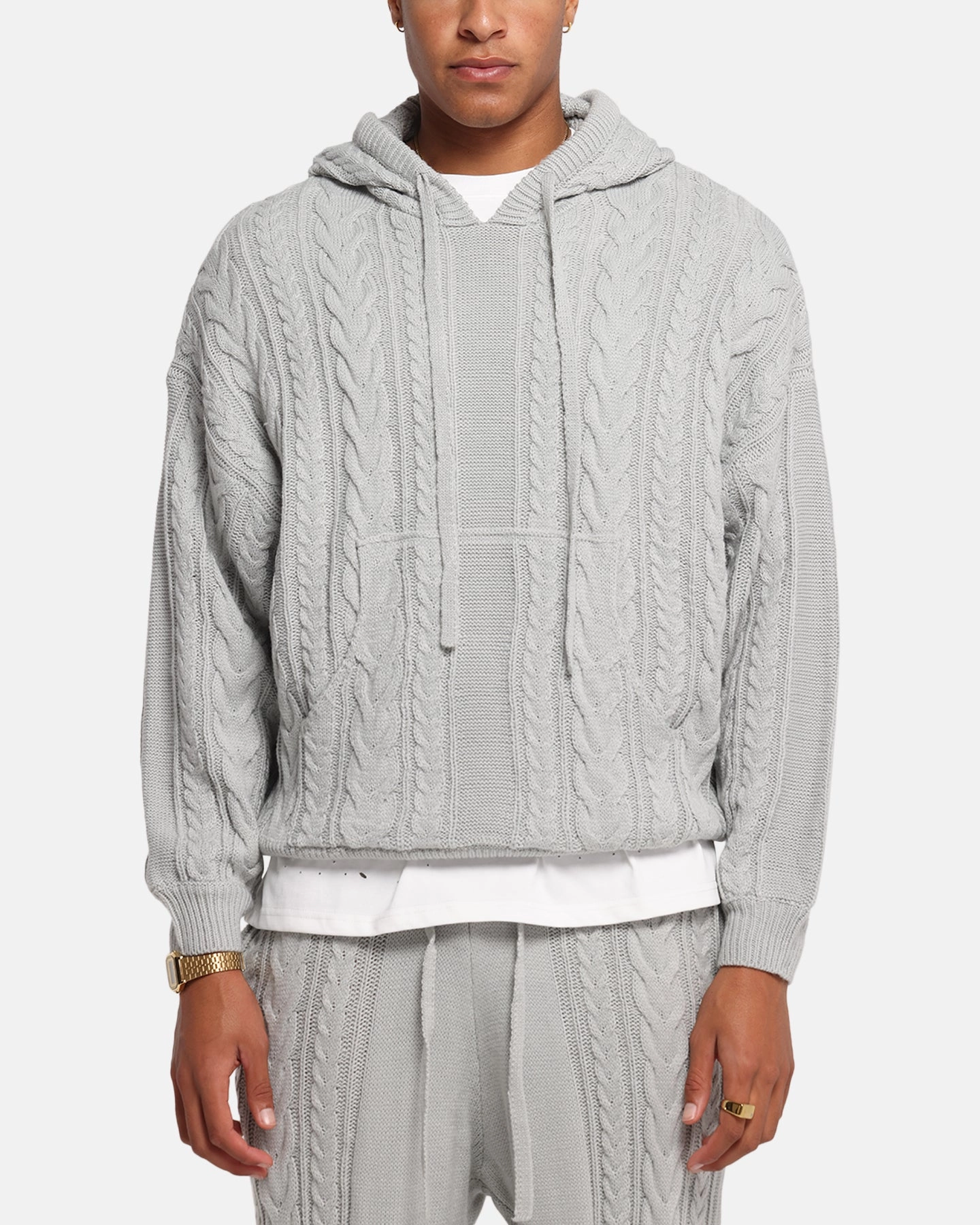 Regular Fit XXIII Lakes Knitted Hoodie Grey