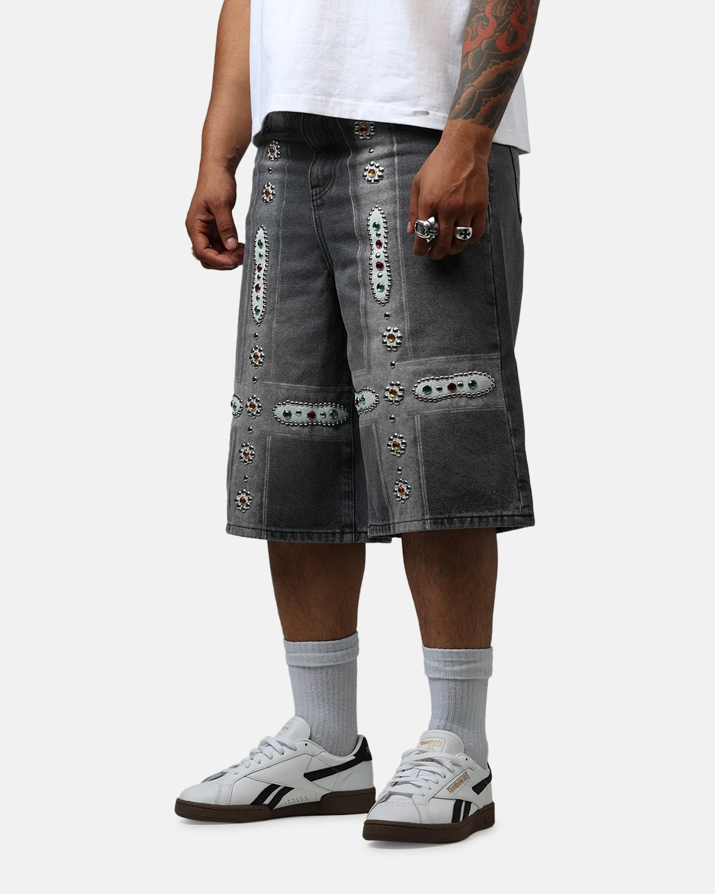 Unique Pattern Bravest Sapphire Jorts Black Wash