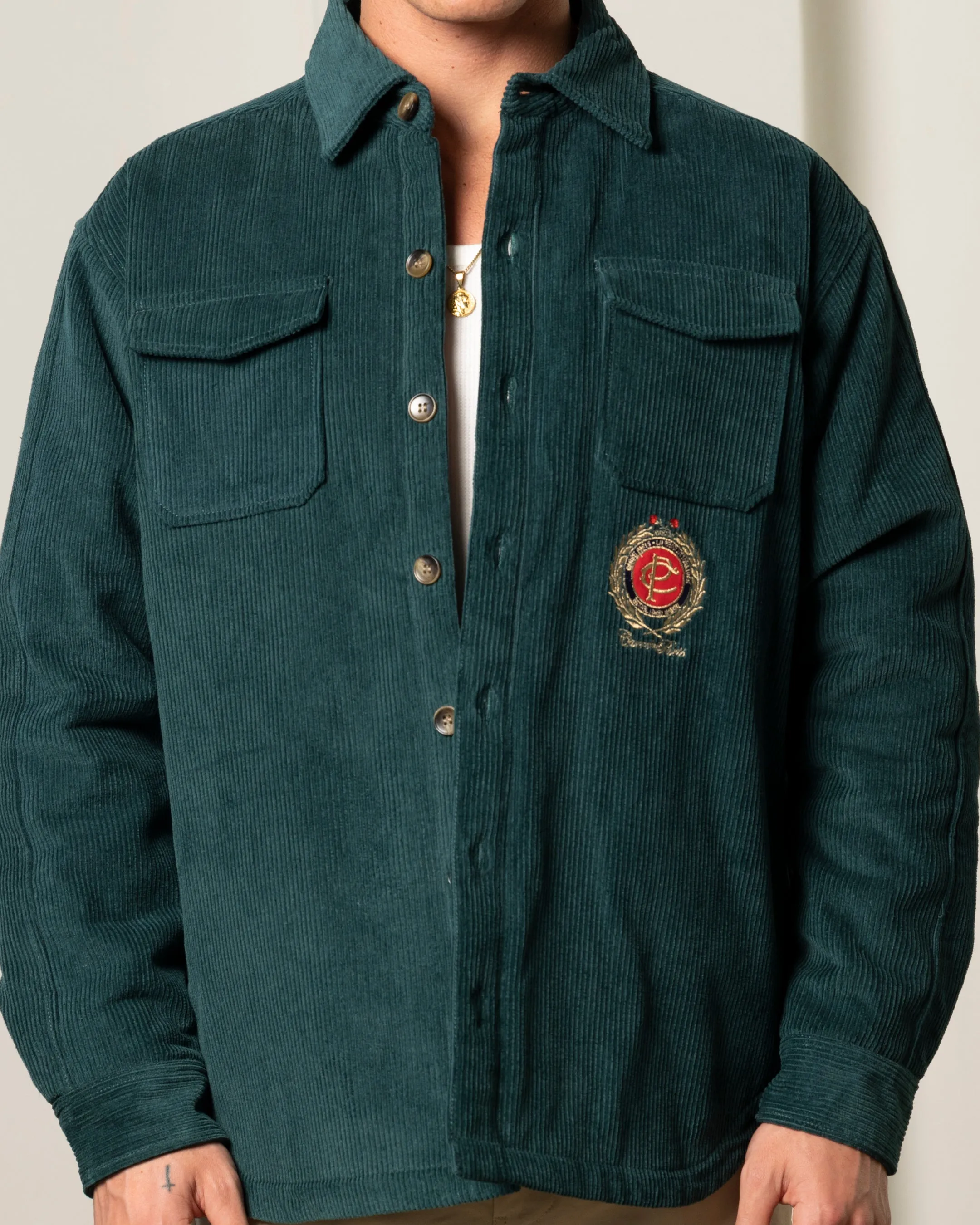 pattern - mixing Goggles Carre Corduroy Trade Jacket Forest Green