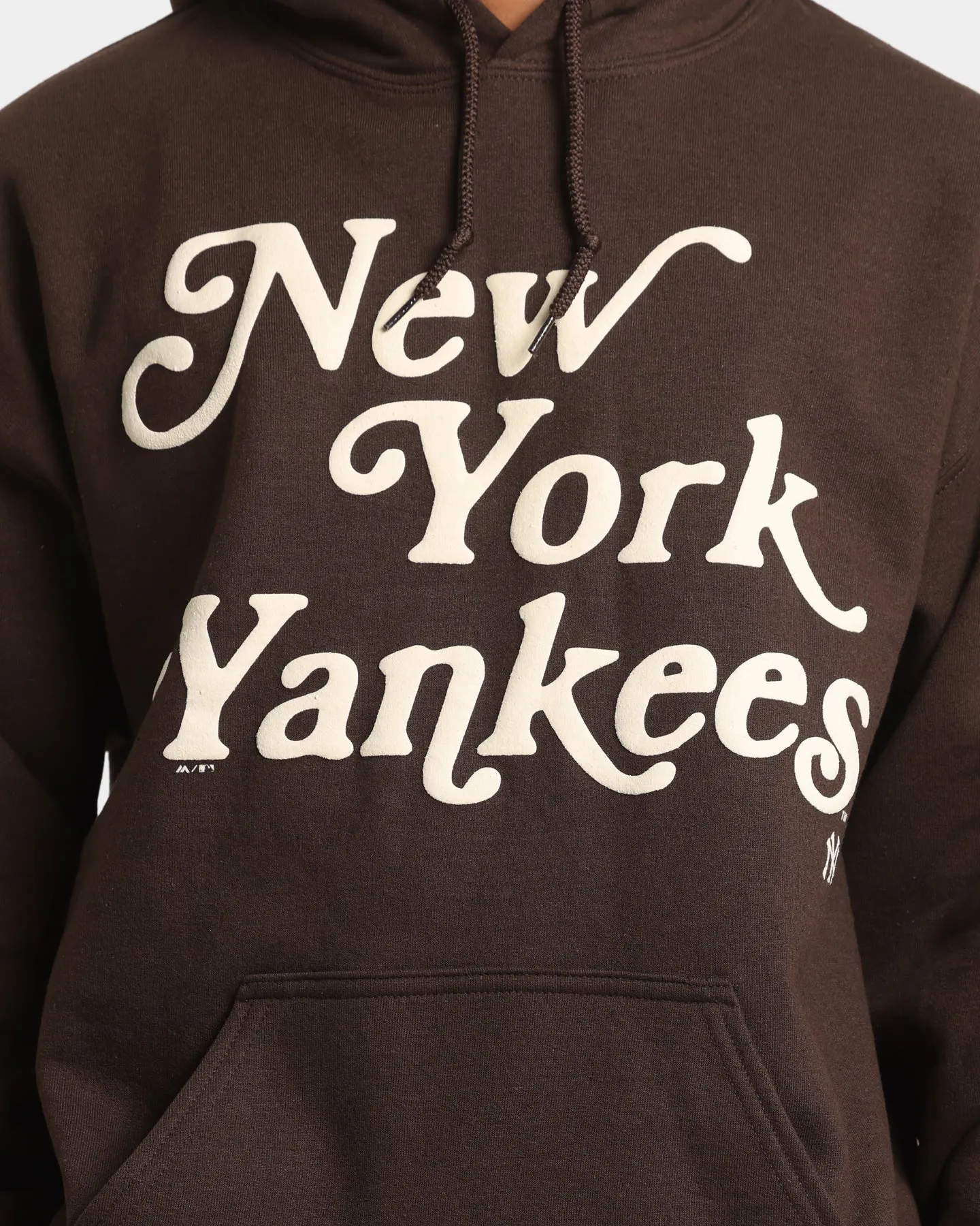 Majestic Athletic New York Yankees Team Stack Script Hoodie Dark Chocolate Elastic waist