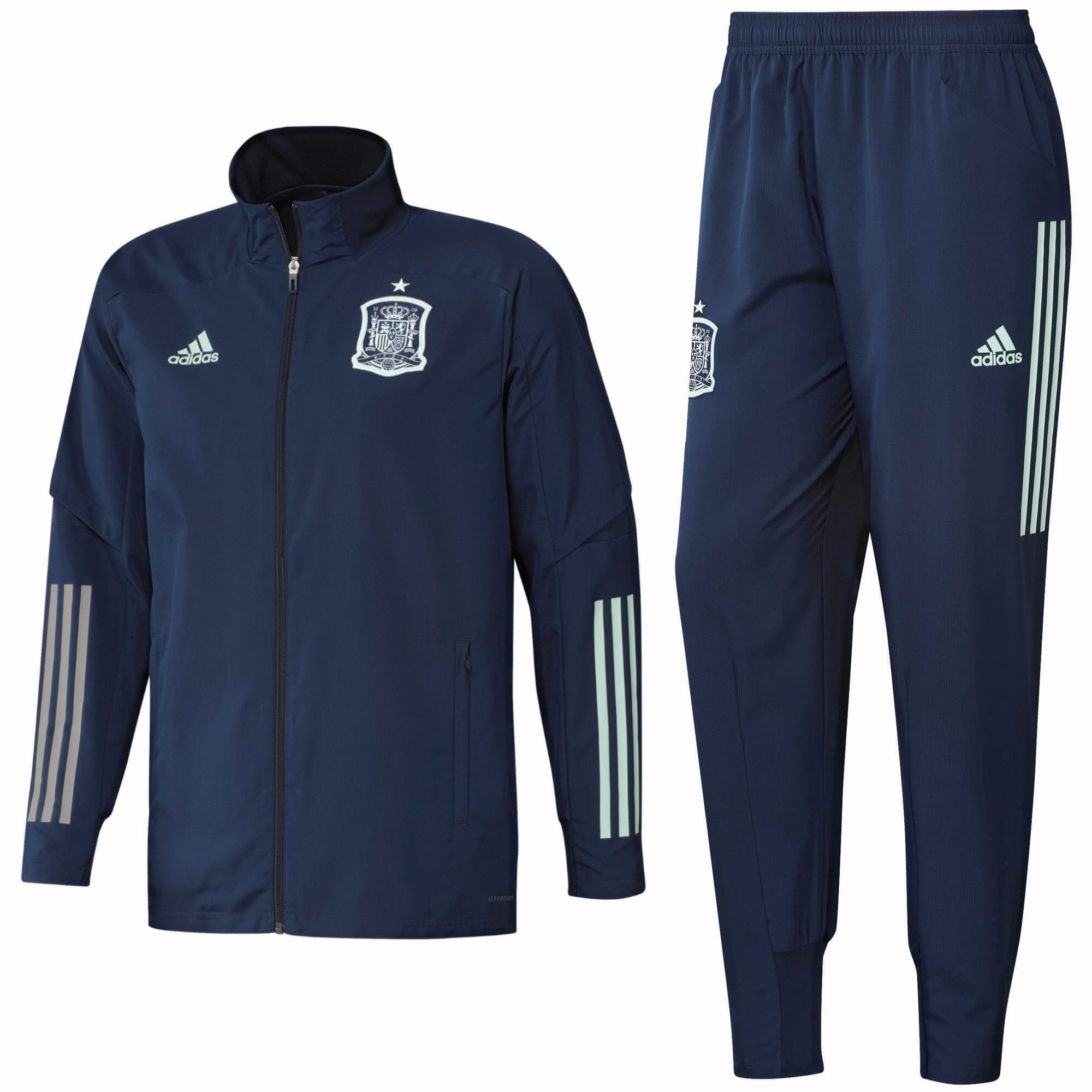 style statement venue Non Chafing Cuffs Spain navy presentation Soccer tracksuit 2020/21 - Adidas
