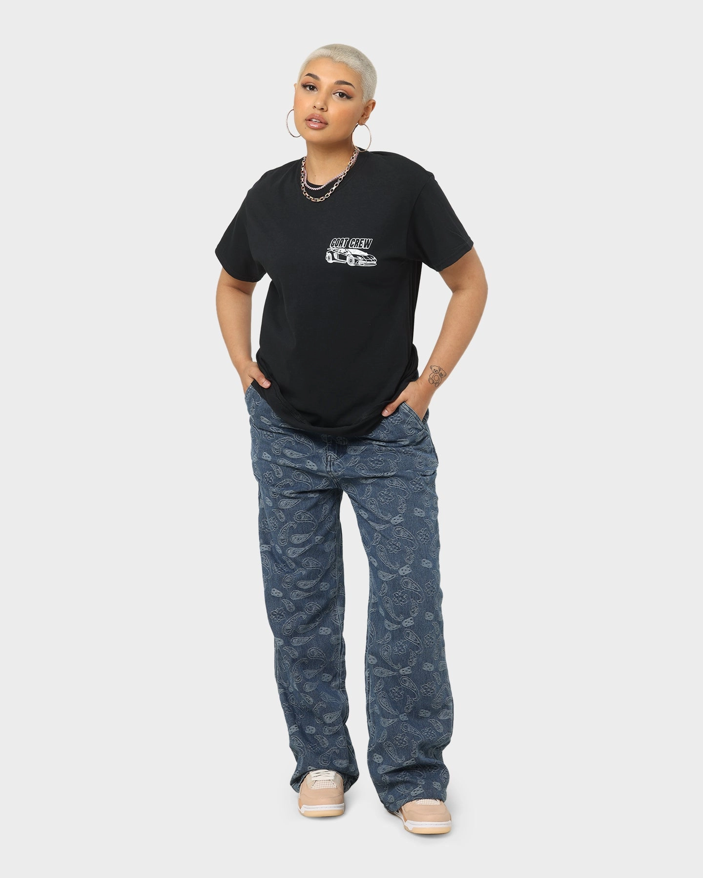 Goat Crew Race Car T-Shirt Black Layered Wear Active Comfort