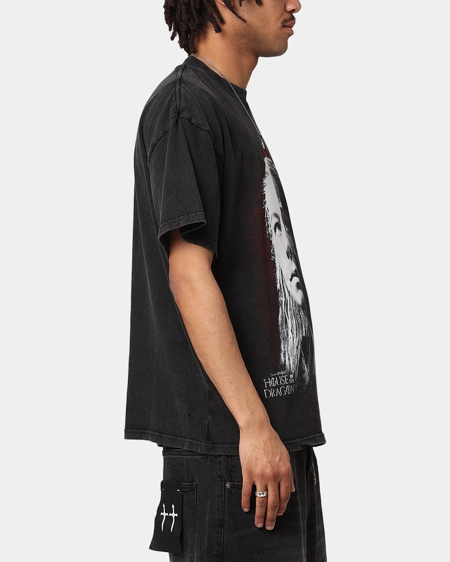 Chic Style Playful Vibes Goat Crew X House Of The Dragon Rhaenyra Vintage T-Shirt Black Acidwash