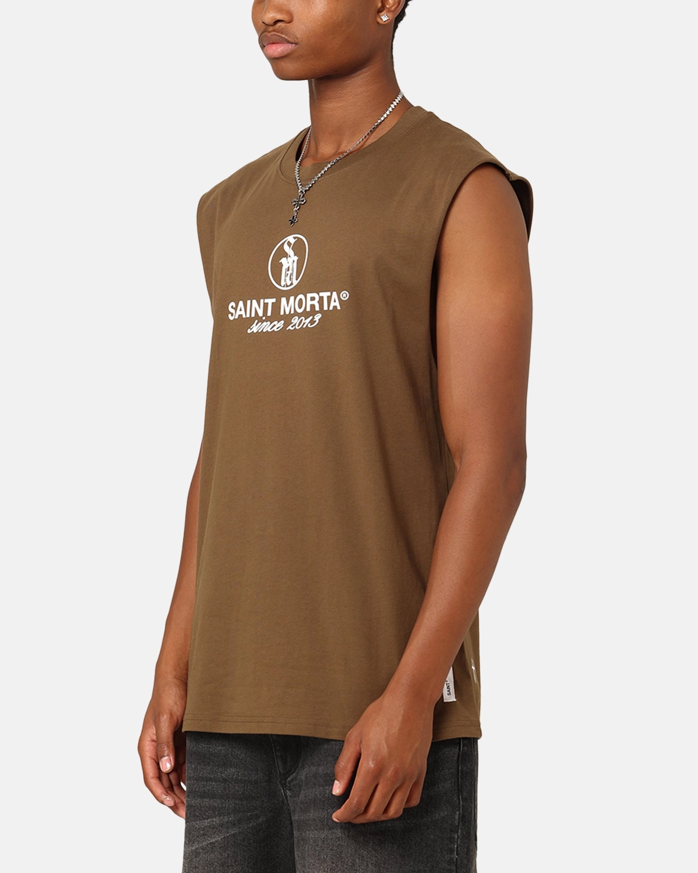 Cozy Wardrobe Saint Morta Emblem Muscle T-Shirt Army Green