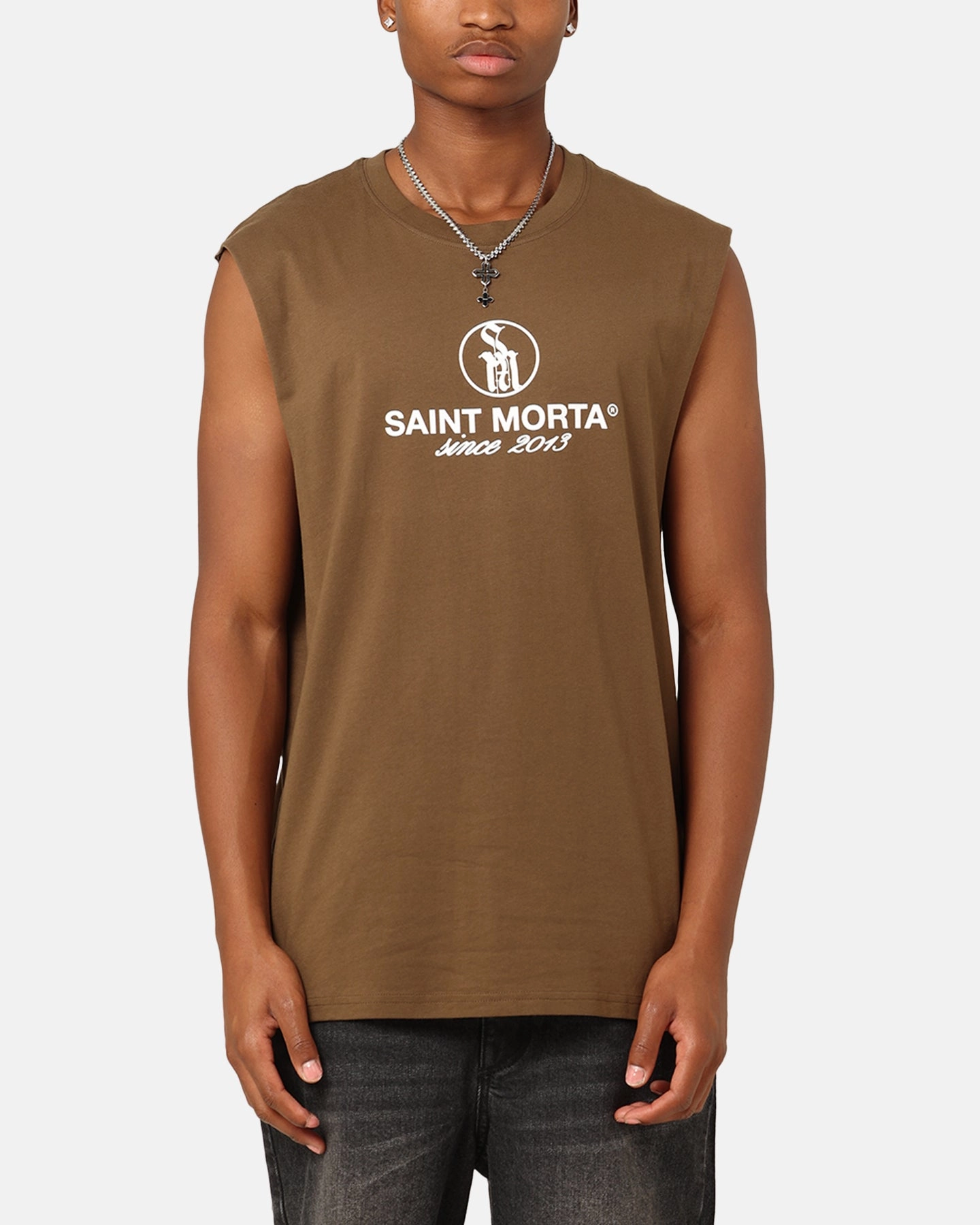 Saint Morta Emblem Muscle T-Shirt Army Green EcoFriendlyMaterial