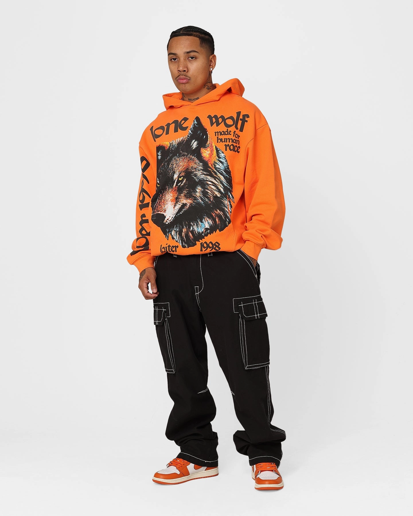 Reflective Detailing Windproof Construction Loiter Lone Wolf Hoodie Orange