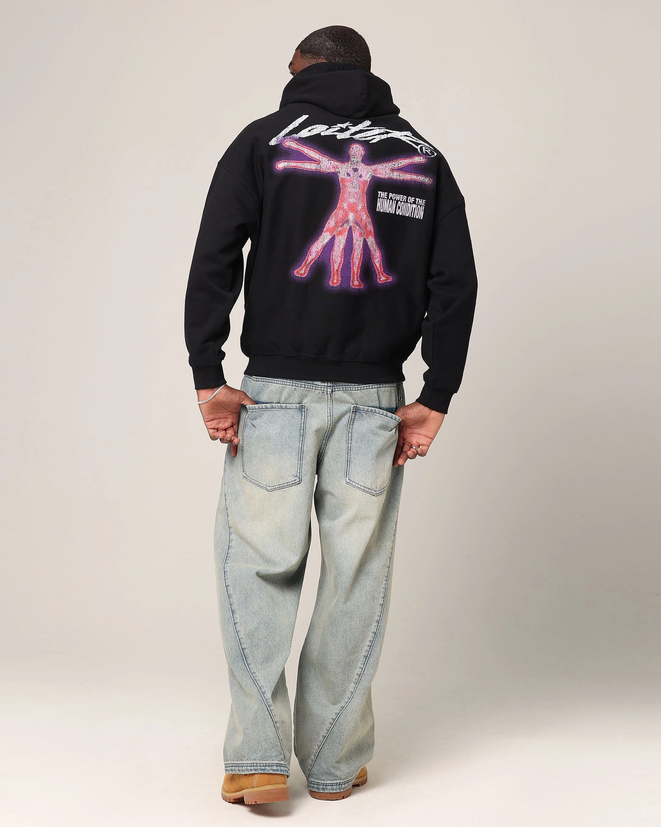 Seamless Integration windproof lining Loiter Human Condition Hoodie Black