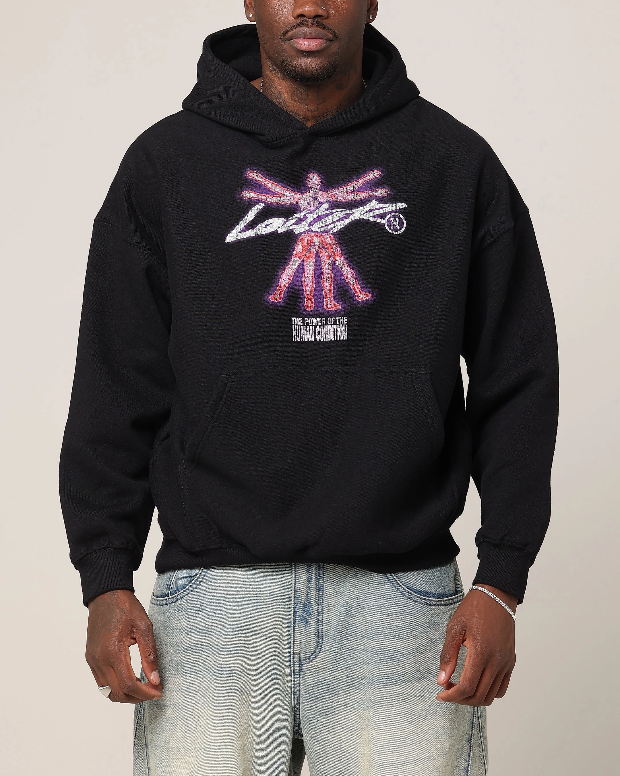 hypoallergenic material fitted fit Loiter Human Condition Hoodie Black