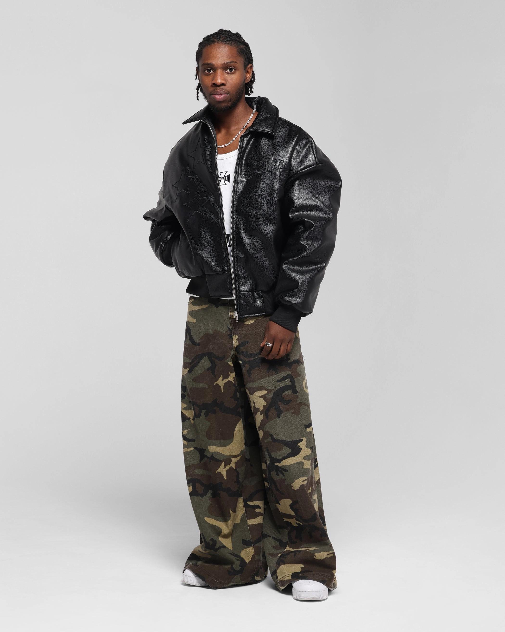 Loiter Solar Vegan Leather Varsity Jacket Black Layer Option