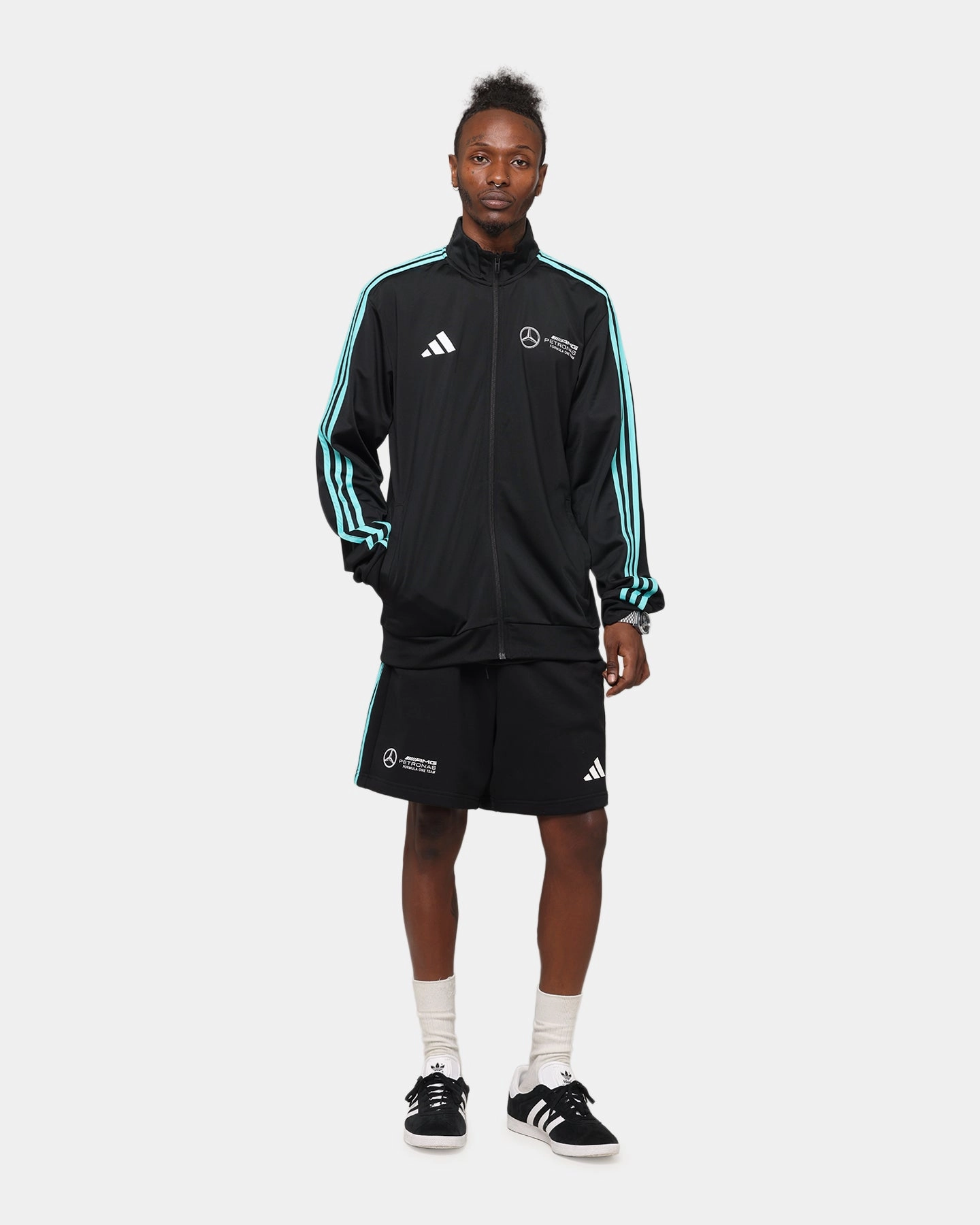 adidas x Mercedes-AMG PETRONAS Formula One F1 DNA Track Jacket Black/White Insulated Lining Promulgate