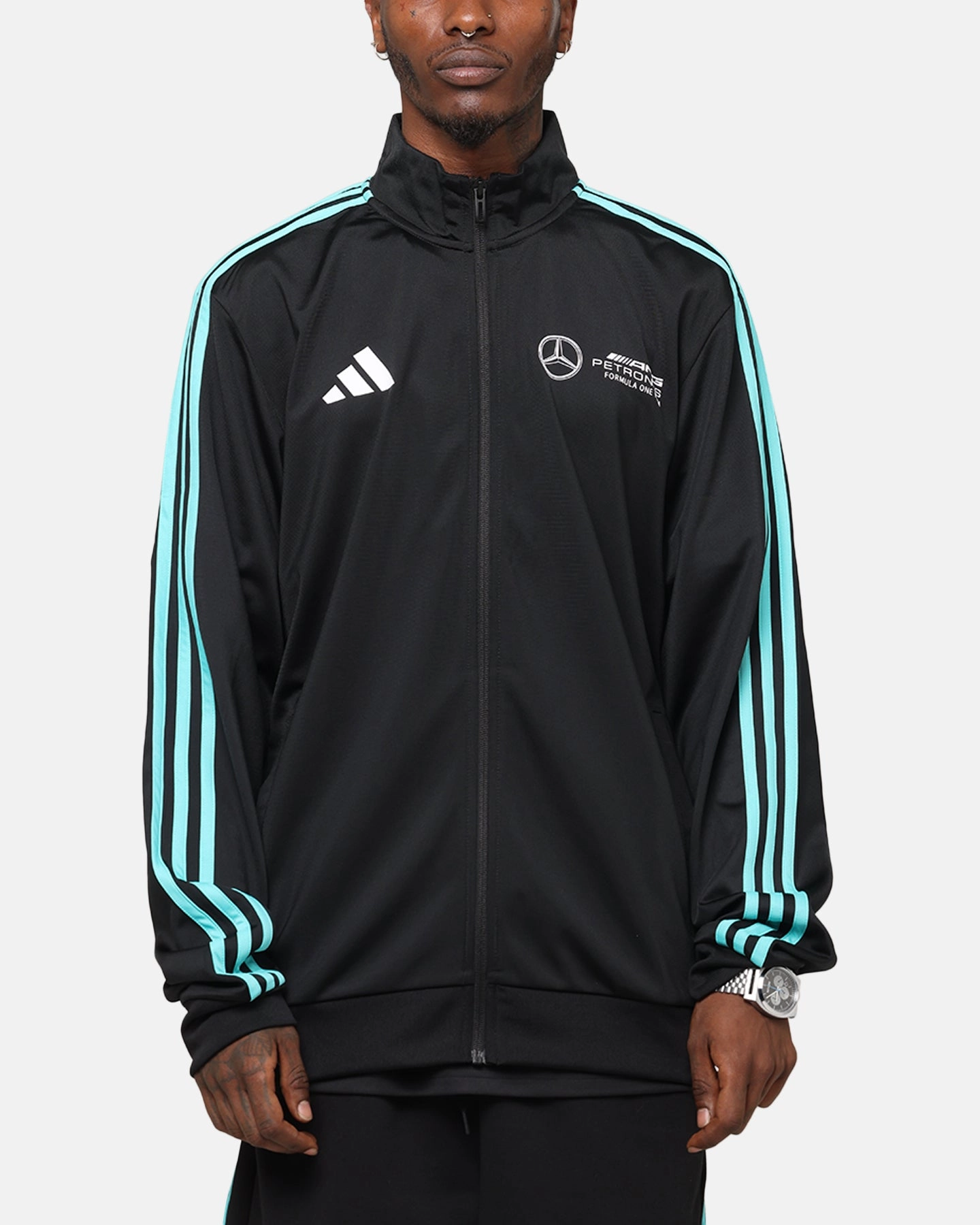 adidas x Mercedes-AMG PETRONAS Formula One F1 DNA Track Jacket Black/White Thermal Reflective Lining