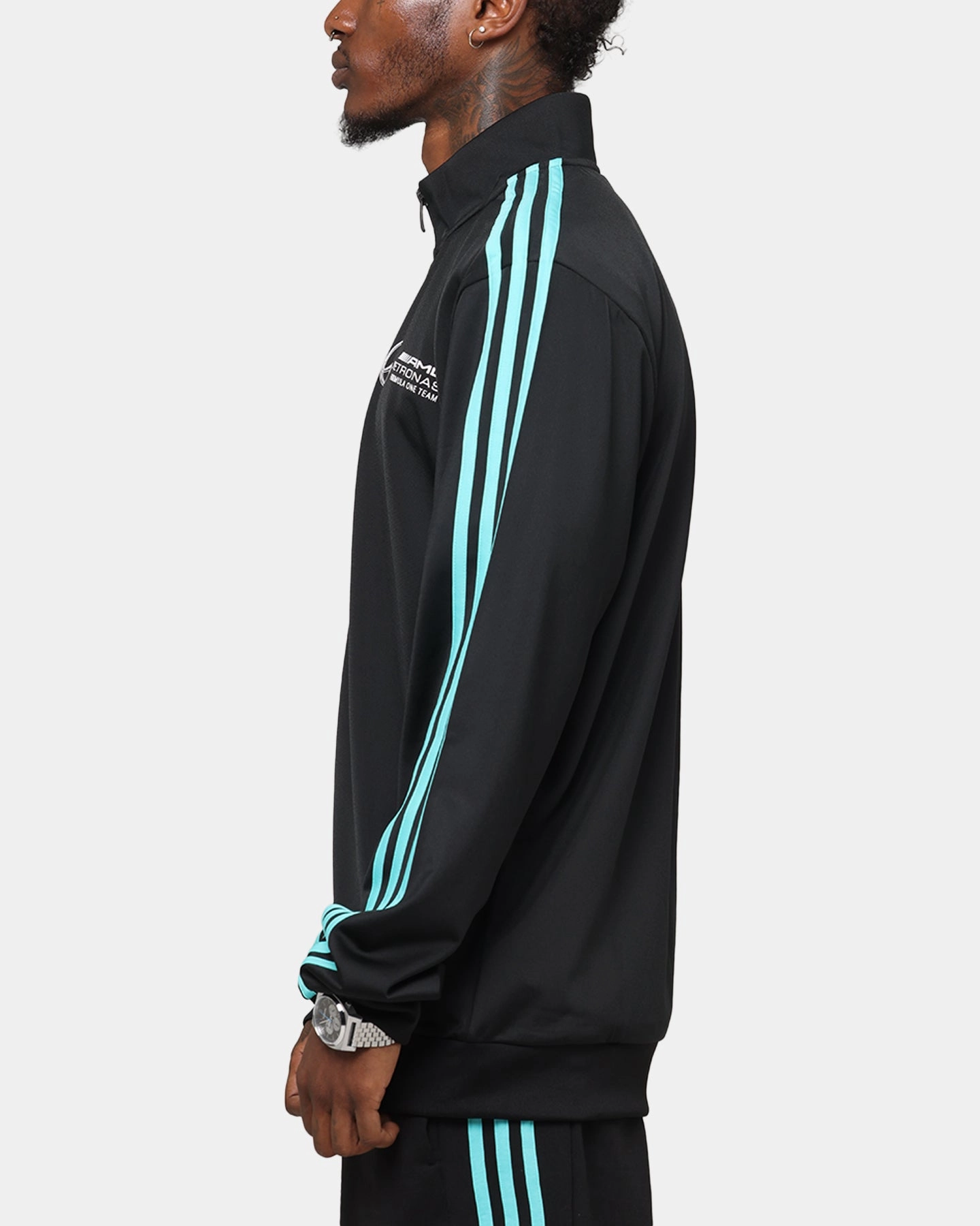adidas x Mercedes-AMG PETRONAS Formula One F1 DNA Track Jacket Black/White Abrasion Resistant Panels