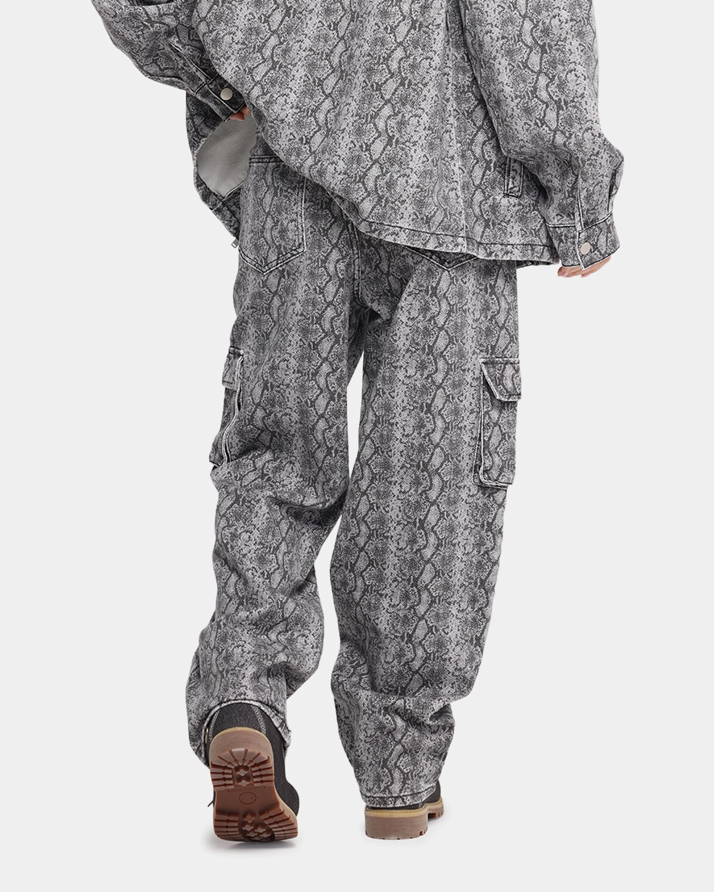 High Durability Thread Anti Pilling XXIII Snake Skin Cargo Pants Black Snake Print