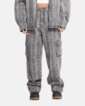 XXIII Snake Skin Cargo Pants Black Snake Print ReinforcedKnees