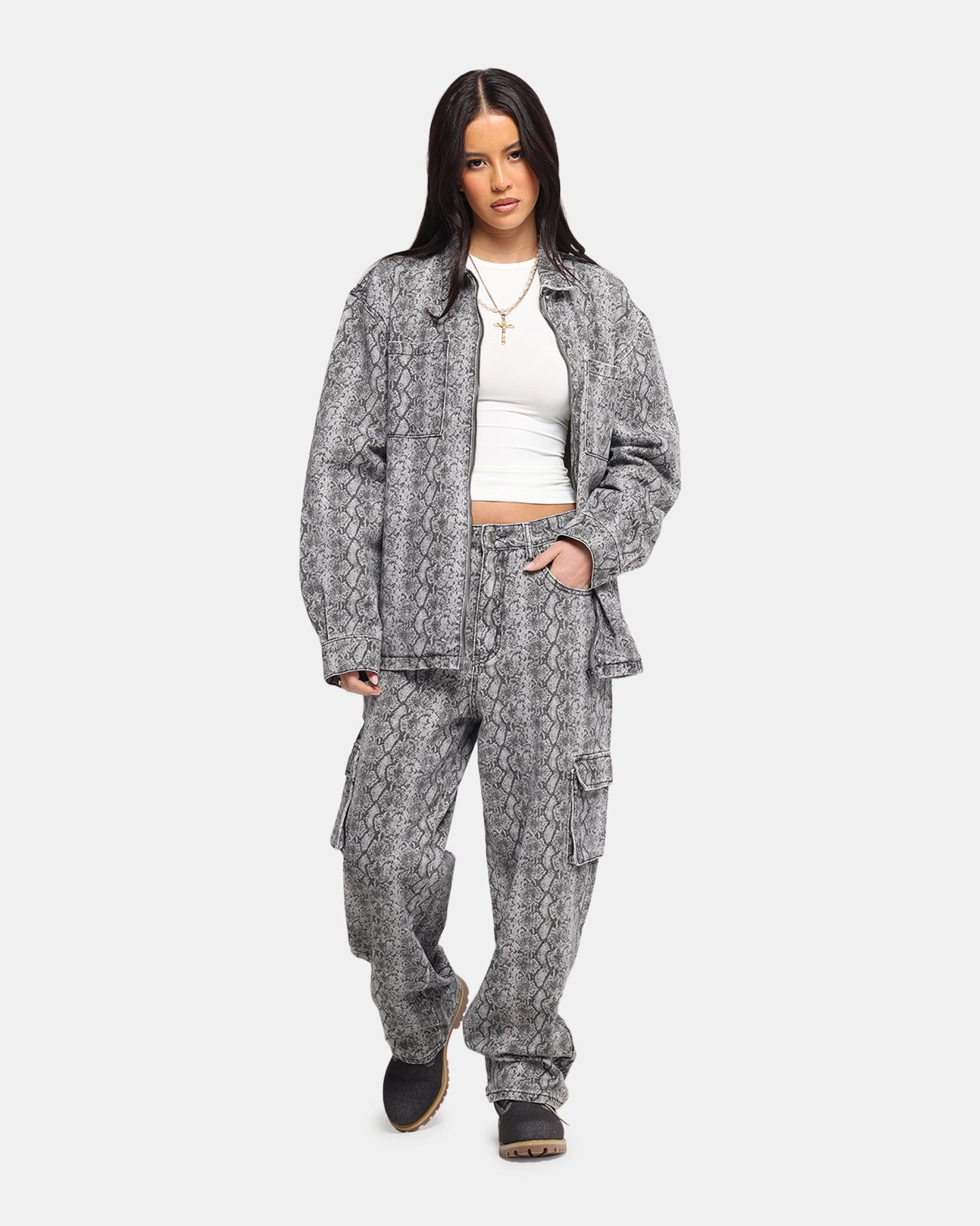 Travel Friendly QuickReleaseFastenings XXIII Snake Skin Cargo Pants Black Snake Print