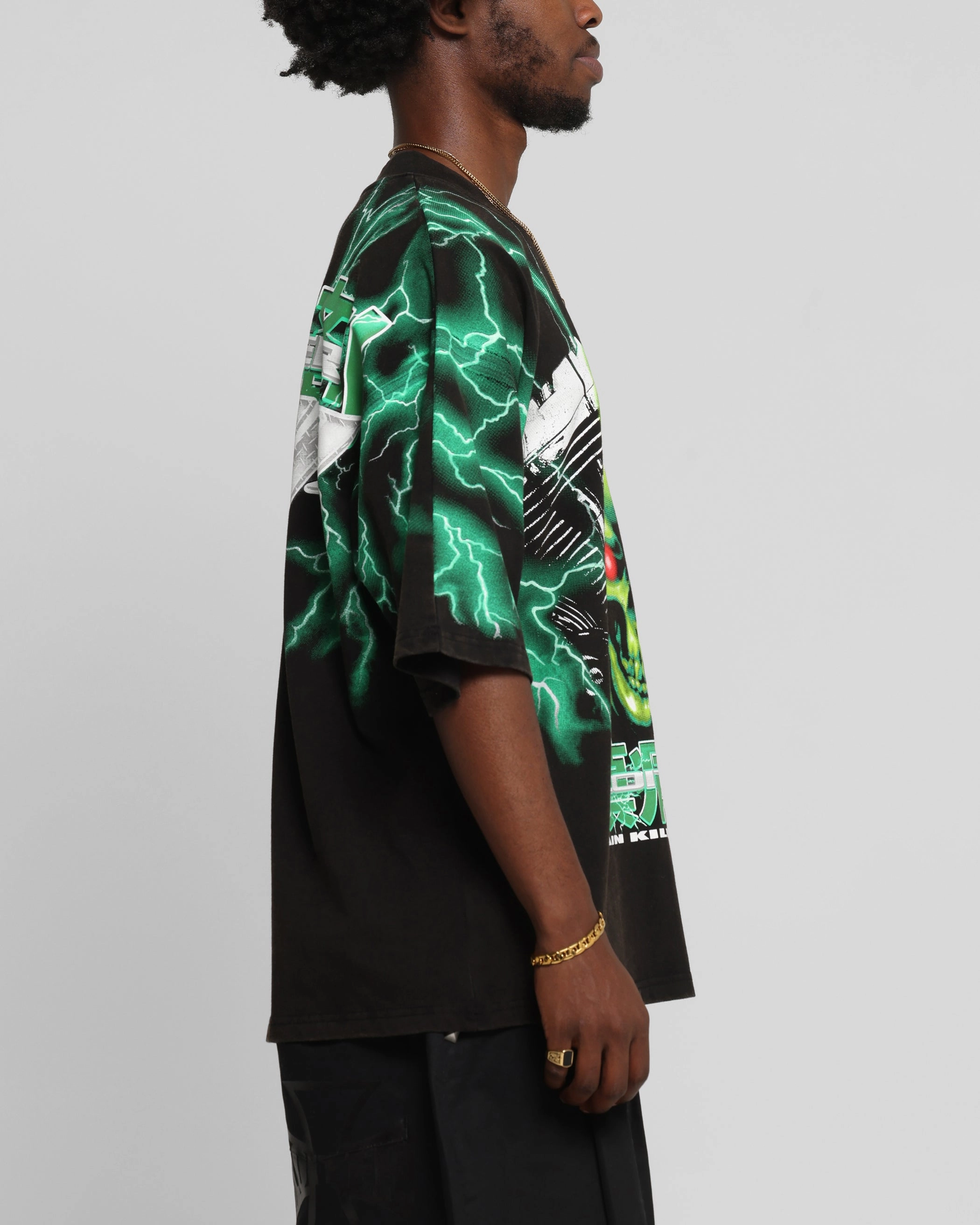 Heavyweight Weave Loiter Greaser Vintage T-Shirt Black/Green