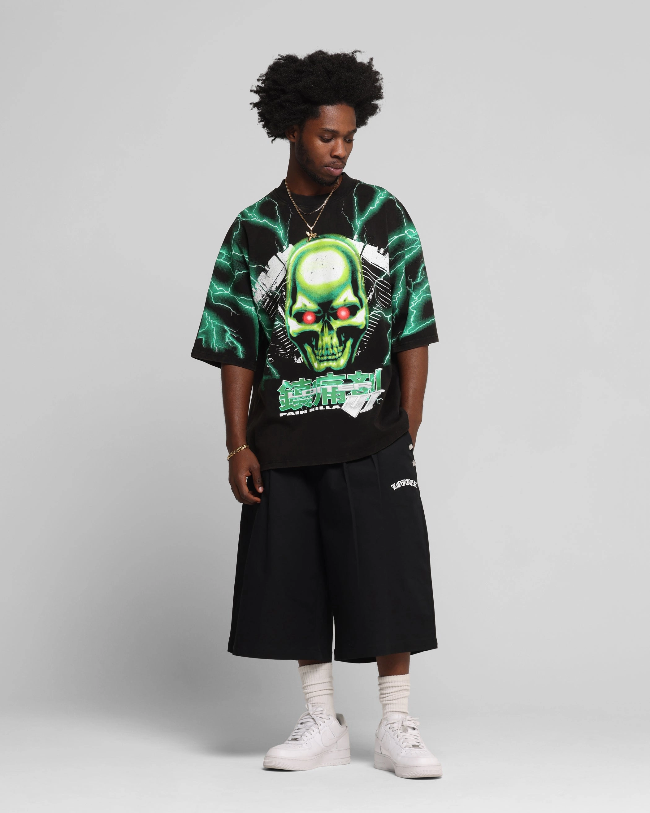 Loiter Greaser Vintage T-Shirt Black/Green Sustainable Textile