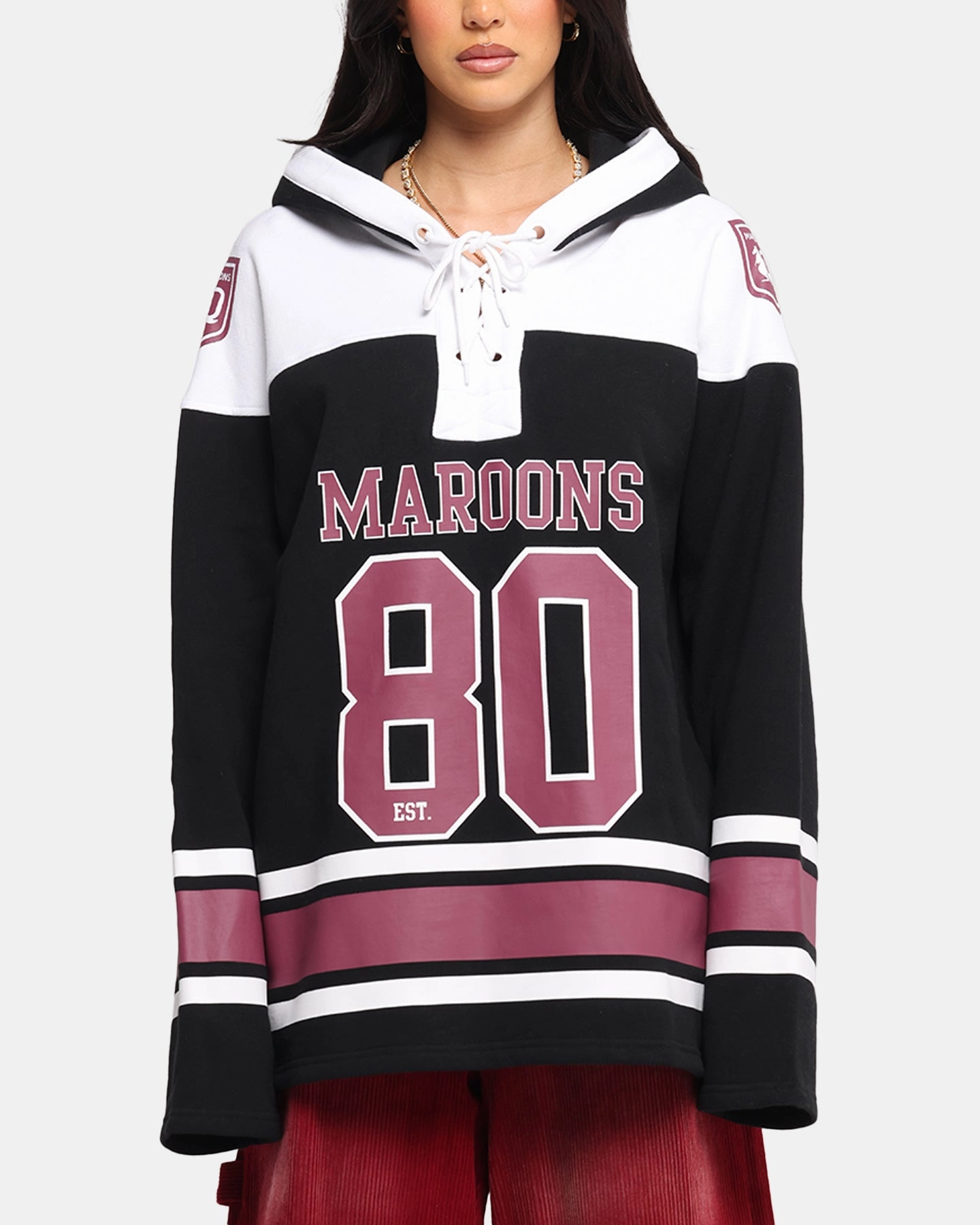 Queensland Rugby League Queensland Maroons Panel Hoodie Black Bear like Everyday Use