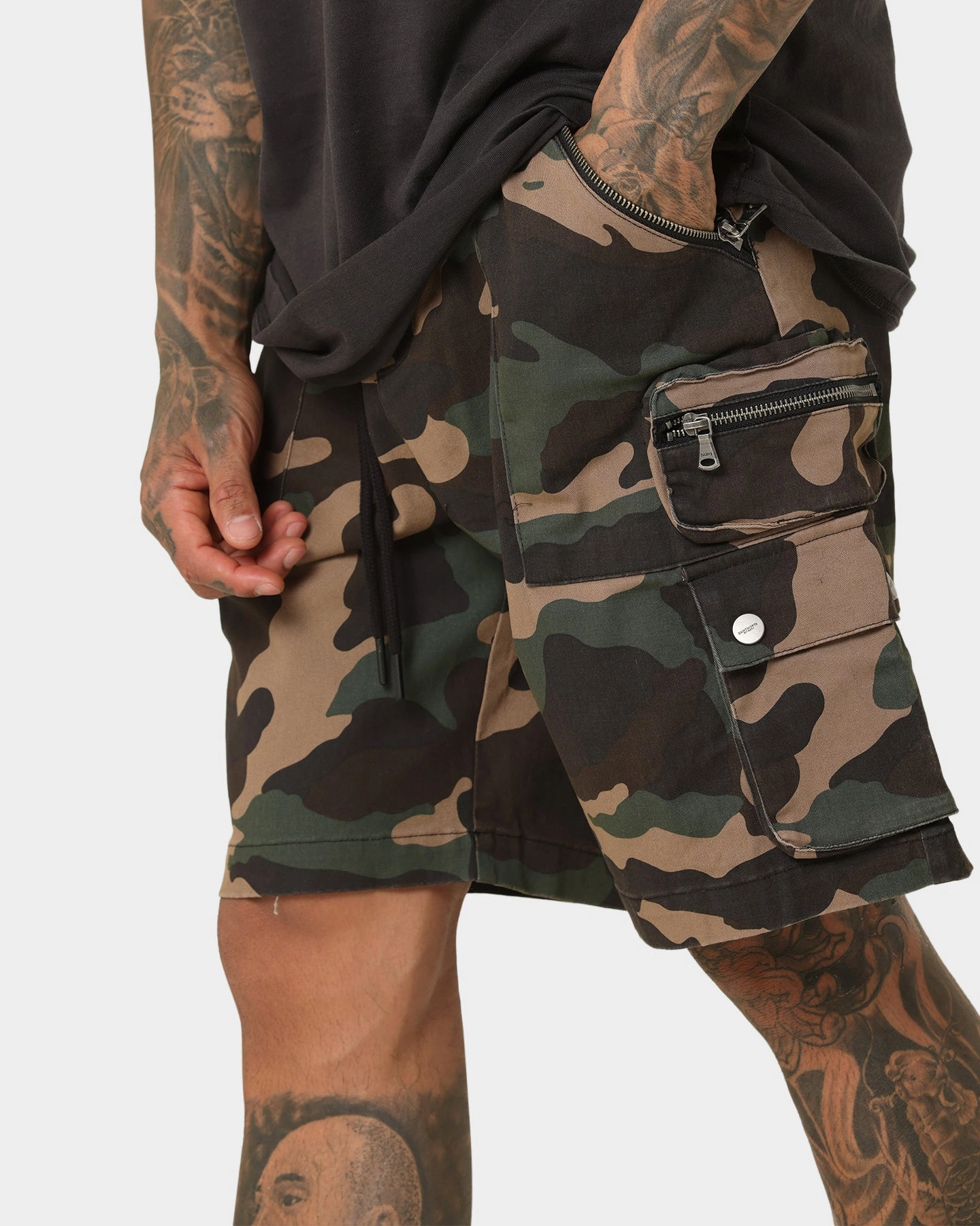 Sleek Cut Saint Morta Desolation Cargo Shorts Woodland Camo