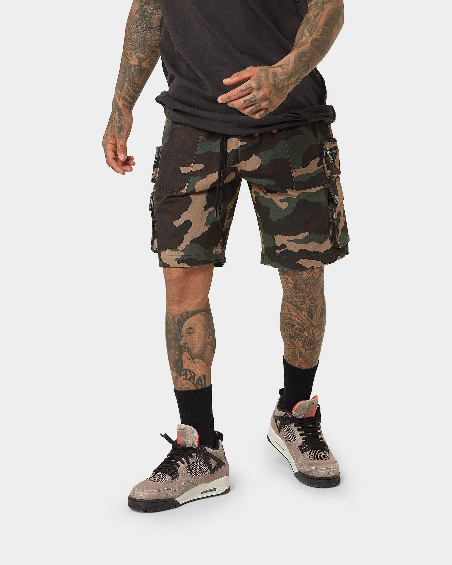 Printed design Flexible Waistband Saint Morta Desolation Cargo Shorts Woodland Camo