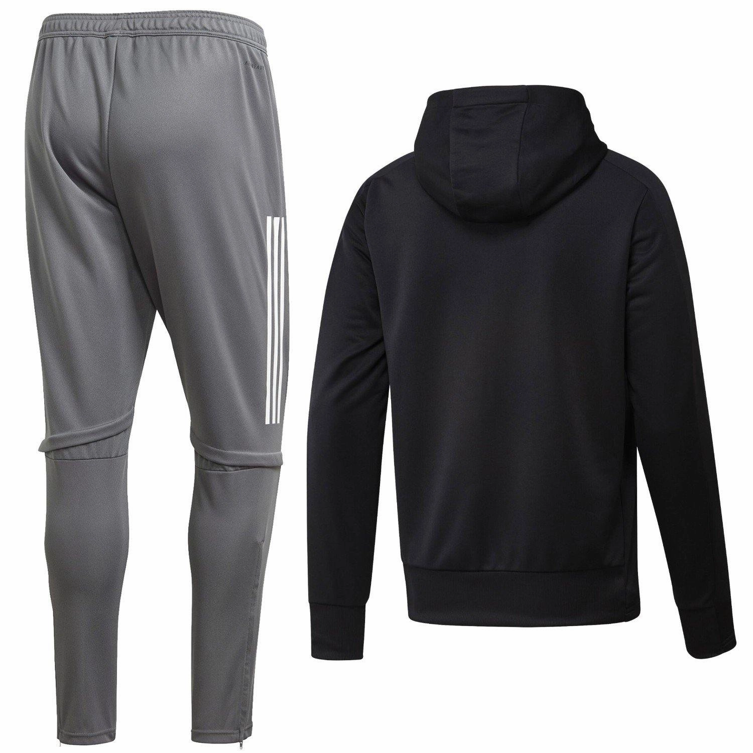 Real Madrid black/grey hooded training technical tracksuit 2020/21 - Adidas Athletic Fit