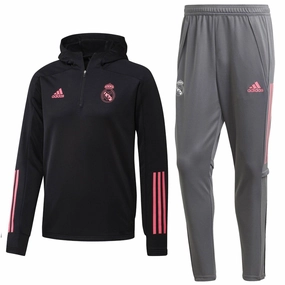 Everyday Comfort convenience venue Real Madrid black/grey hooded training technical tracksuit 2020/21 - Adidas