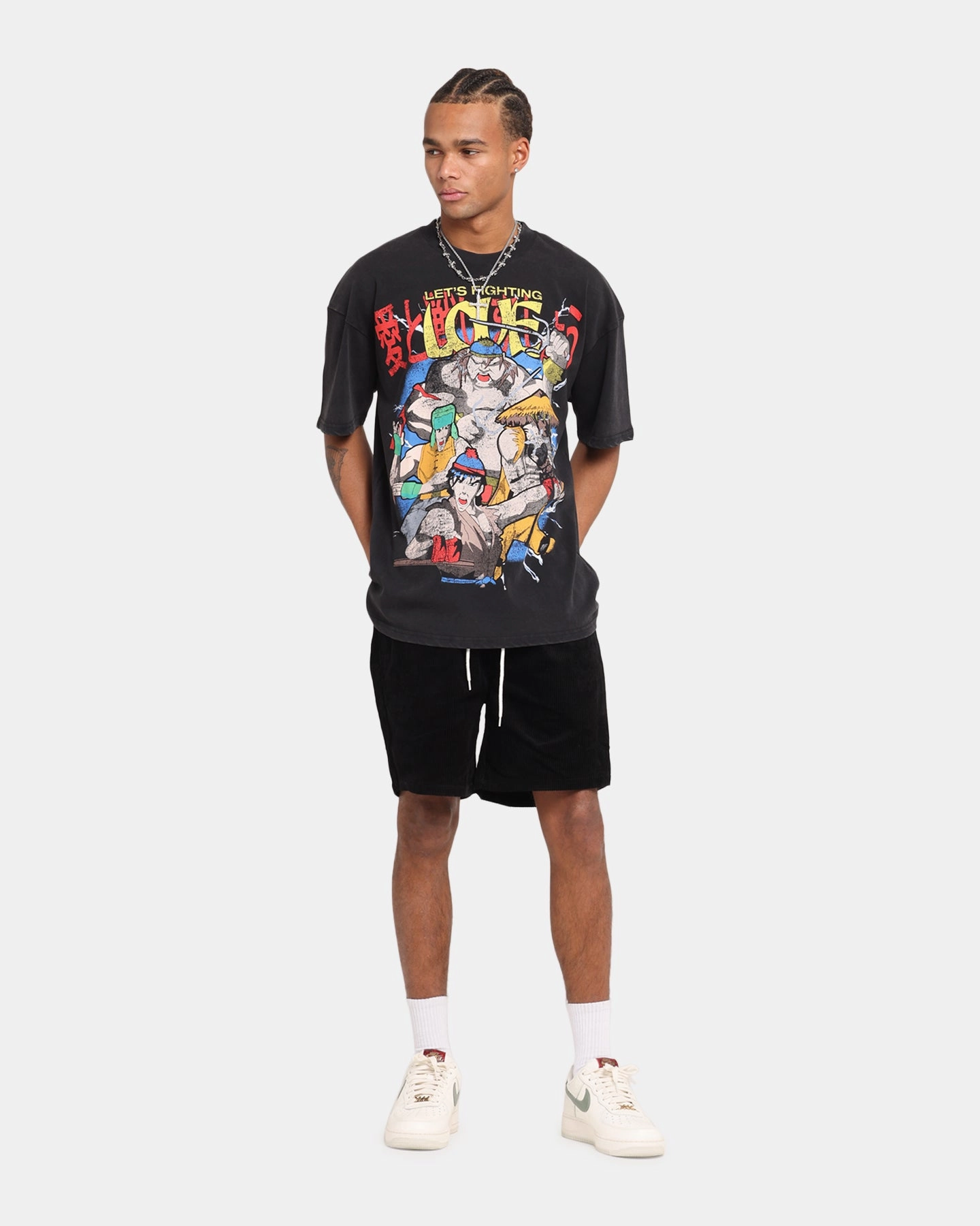 Modern Outfit Quality Comfort 73 Studio X South Park Lets Fighting Love Vintage T-Shirt Black Acidwash