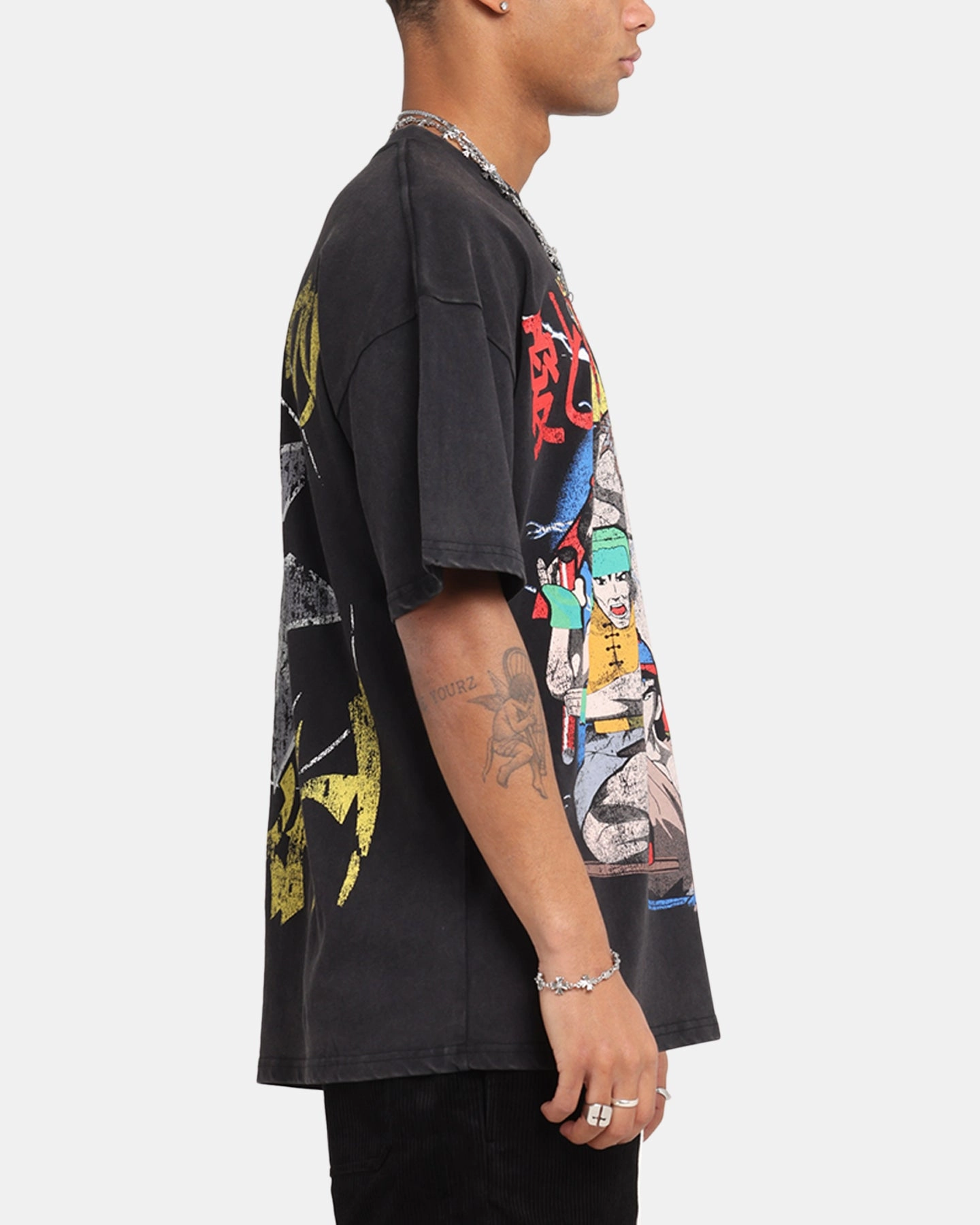 Autumn Wear Reinforced Shoulders 73 Studio X South Park Lets Fighting Love Vintage T-Shirt Black Acidwash