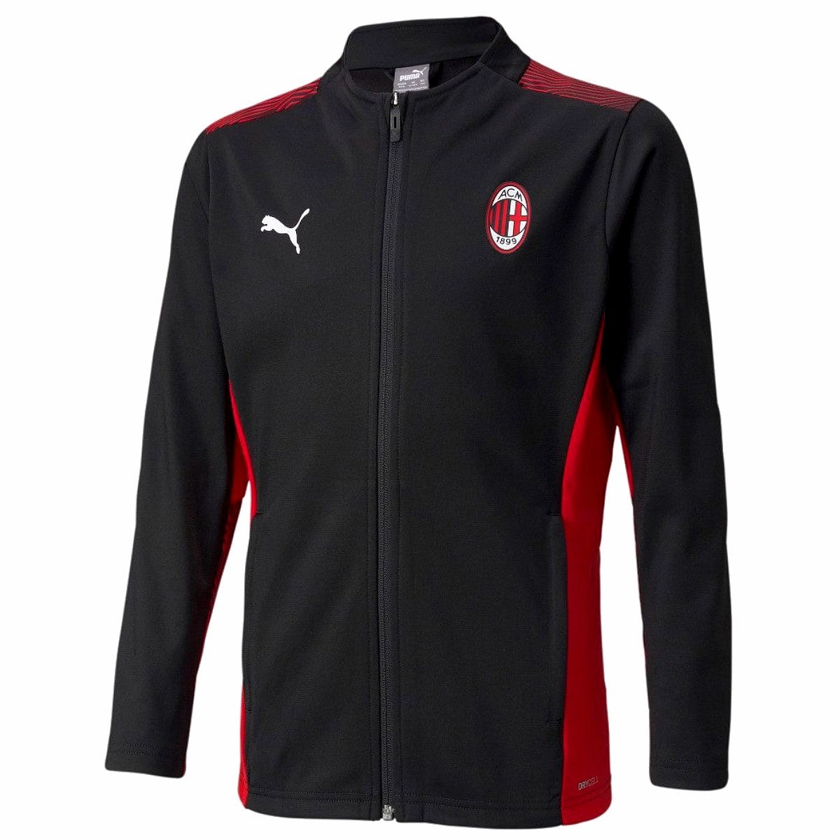 AC Milan soccer black training bench tracksuit 2021/22 - Puma WrinkleResistant Texture self-care