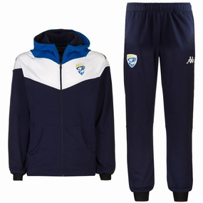 Brescia Calcio navy hooded presentation soccer tracksuit 2021 - Kappa QuickAccess Pocket Unisex Performance