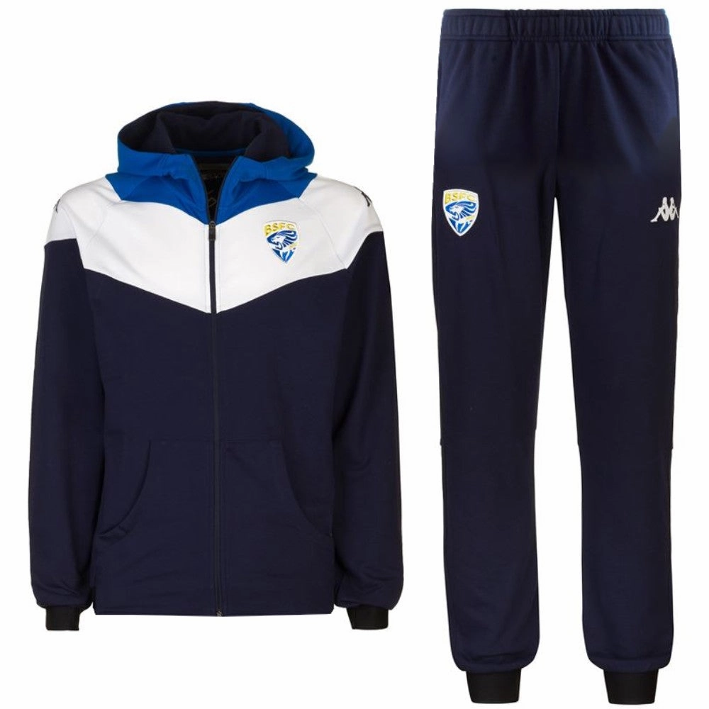 Brescia Calcio navy hooded presentation soccer tracksuit 2021 - Kappa QuickAccess Pocket Unisex Performance