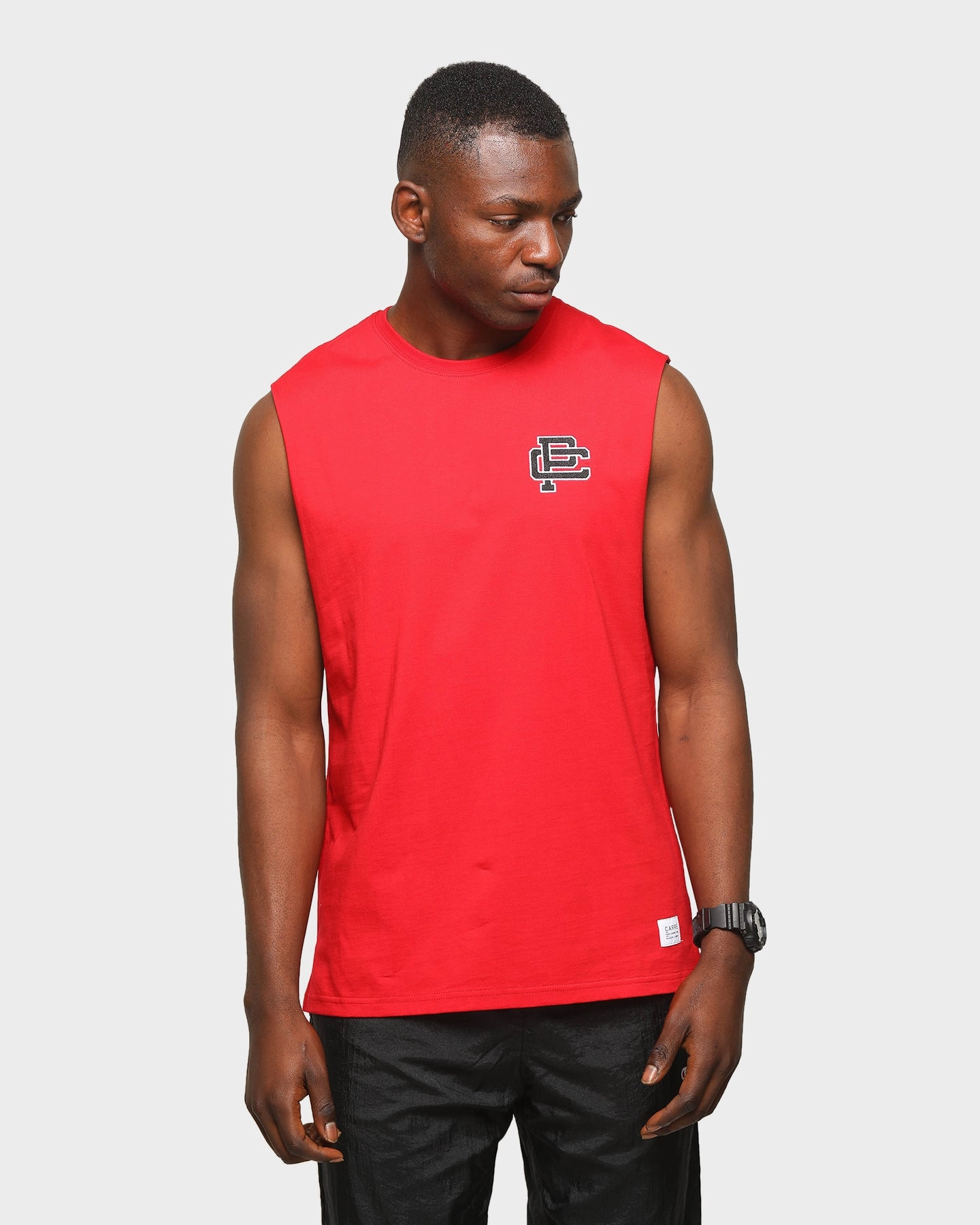 Carre Men's Mono Muscle T-Shirt Red Plus size confidence Reinforced Collar