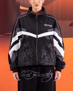 special - occasion wear Adjustable Waist Tabs Ed Hardy Dragon Track Jacket Black