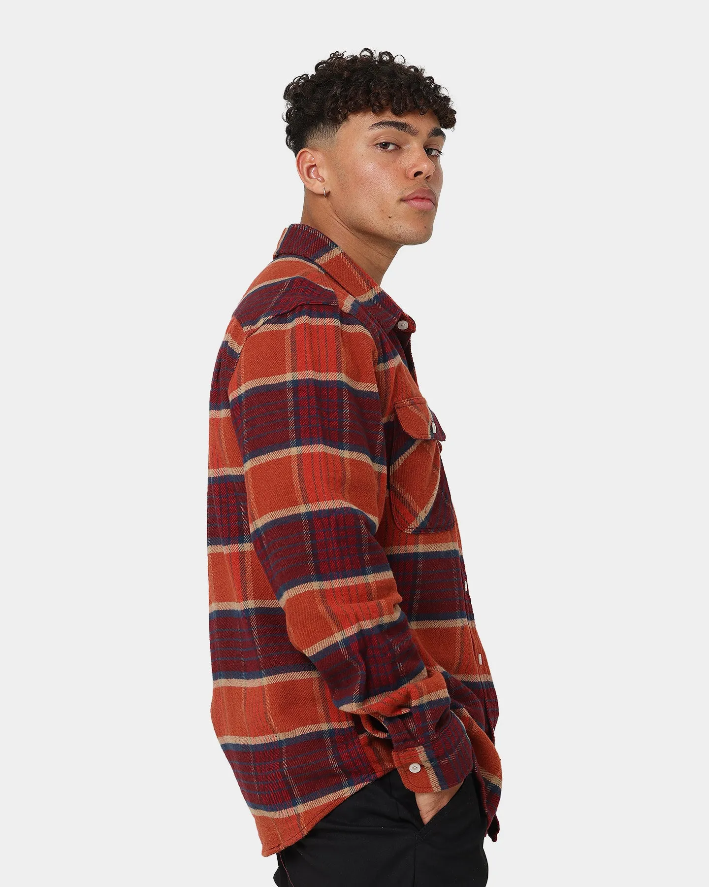 suitable for sunny days Brixton Bowery Flannel Jacket Mahogany Plaid