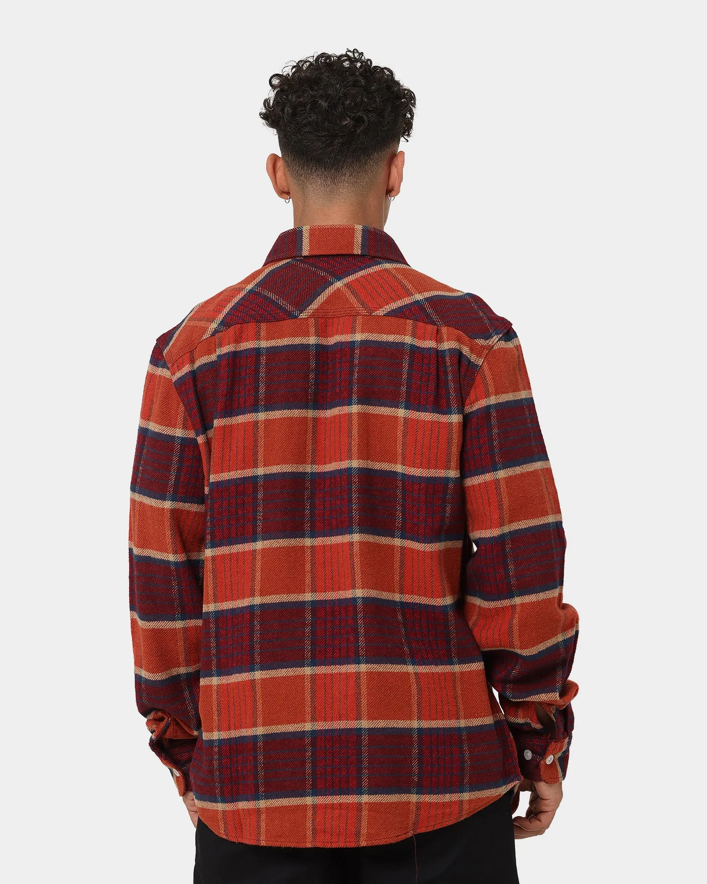 Brixton Bowery Flannel Jacket Mahogany Plaid All Weather Performance Algorithm