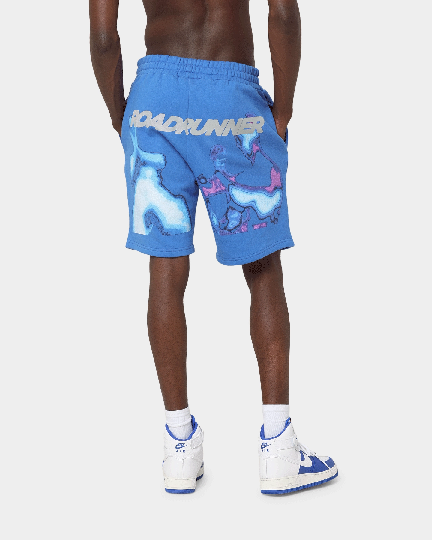 Brockhampton Alien French Terry Shorts Royal Blue Recycled Elastic Trim